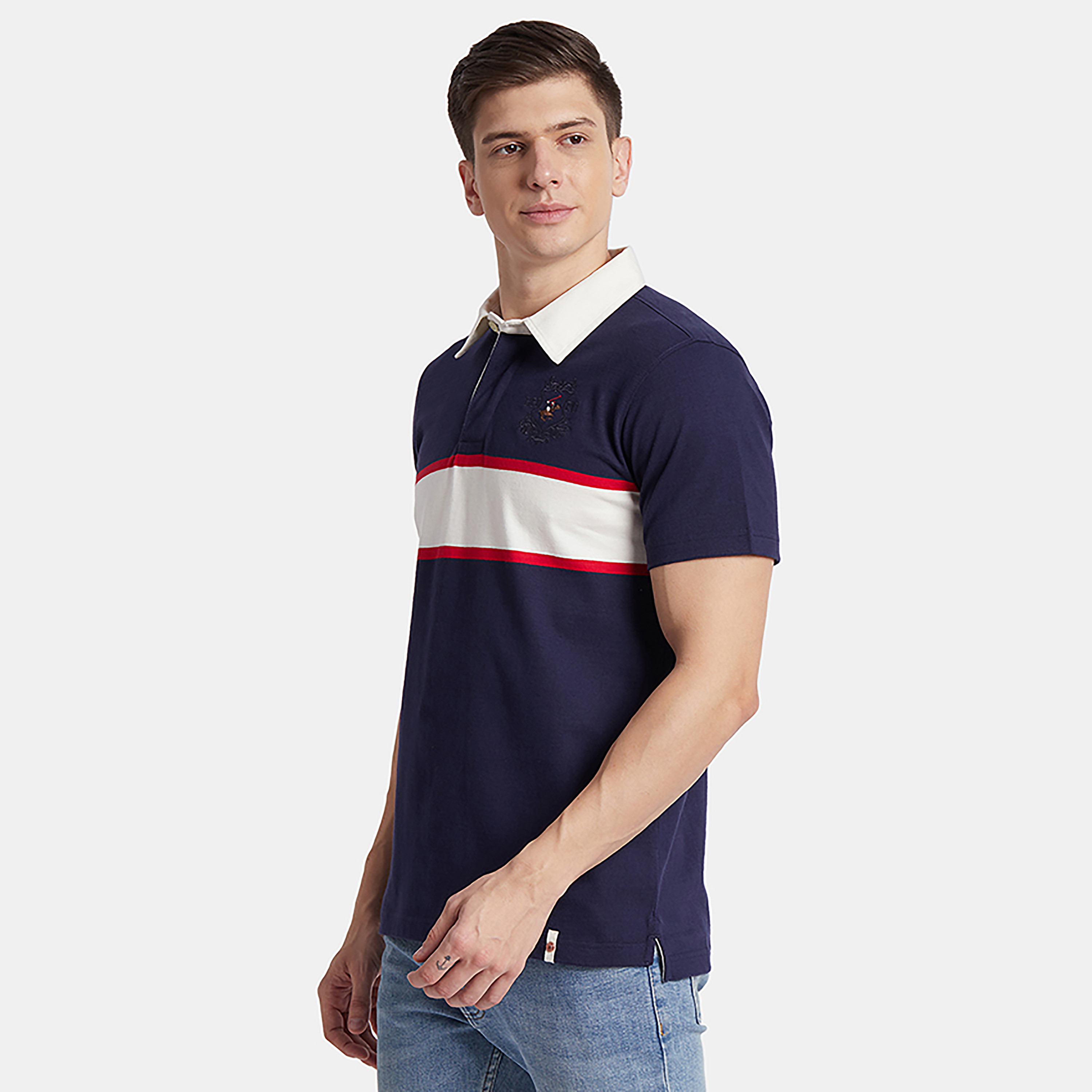 تيشيرت رجالي بأكمام قصيرة وياقة بنمط ألوان متباينة من بيفرلي هيلز بولو كلوب-men-clothing-tshirtsandpolos-polos-image-3