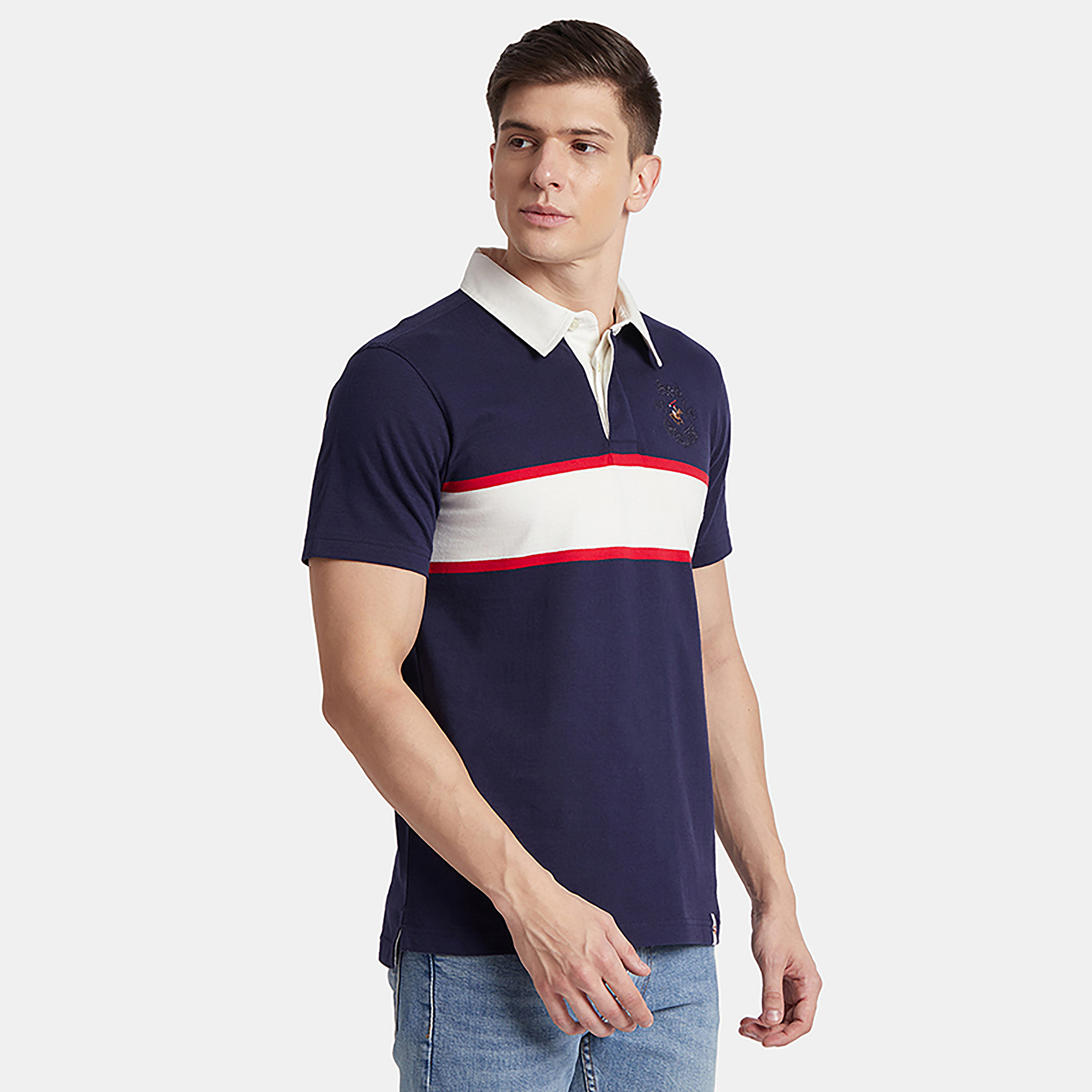تيشيرت رجالي بأكمام قصيرة وياقة بنمط ألوان متباينة من بيفرلي هيلز بولو كلوب-men-clothing-tshirtsandpolos-polos-image-4