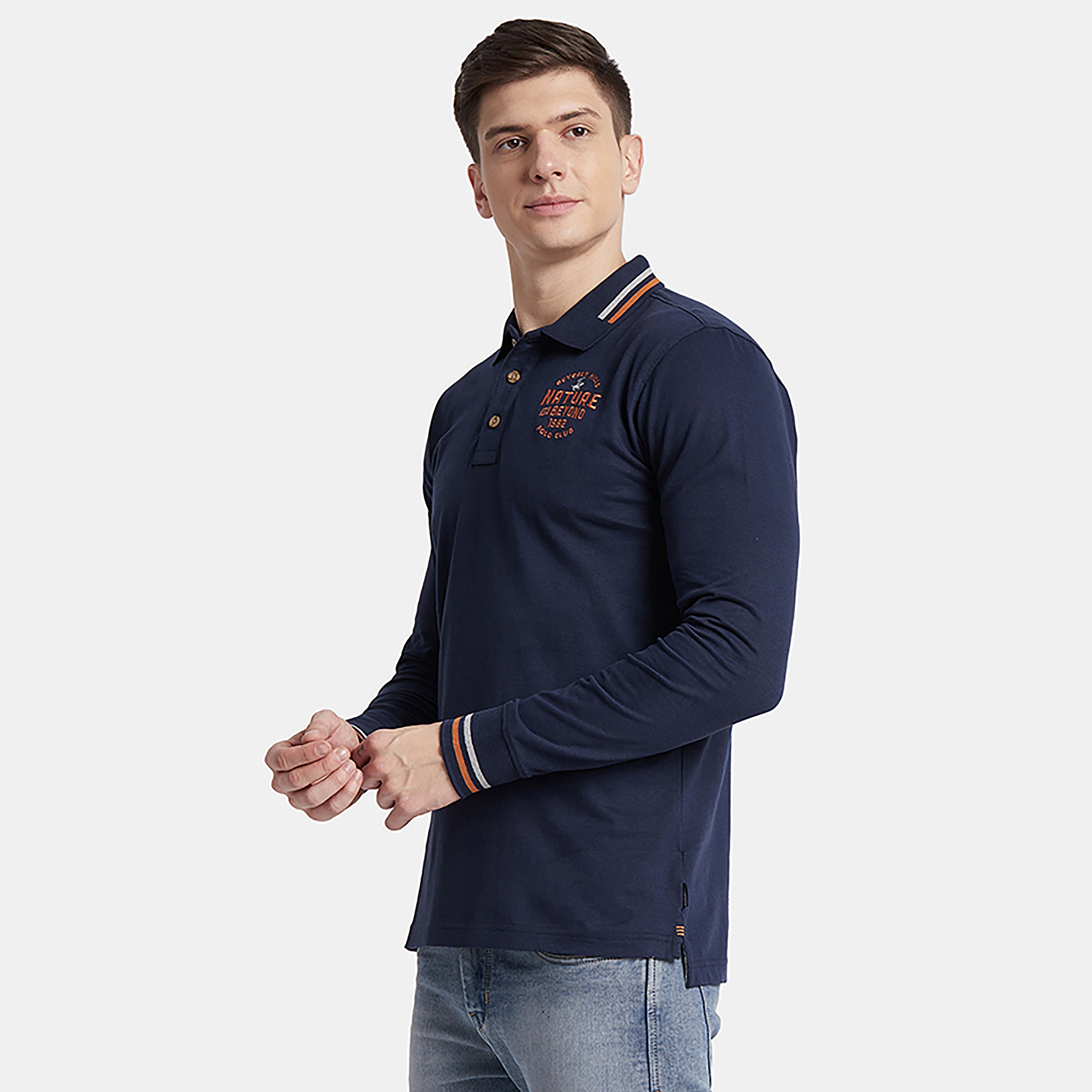 تي شيرت بولو من بيفرلي هيلز بولو كلوب مع شعار بياقة وأكمام طويلة-men-clothing-tshirtsandpolos-polos-image-3