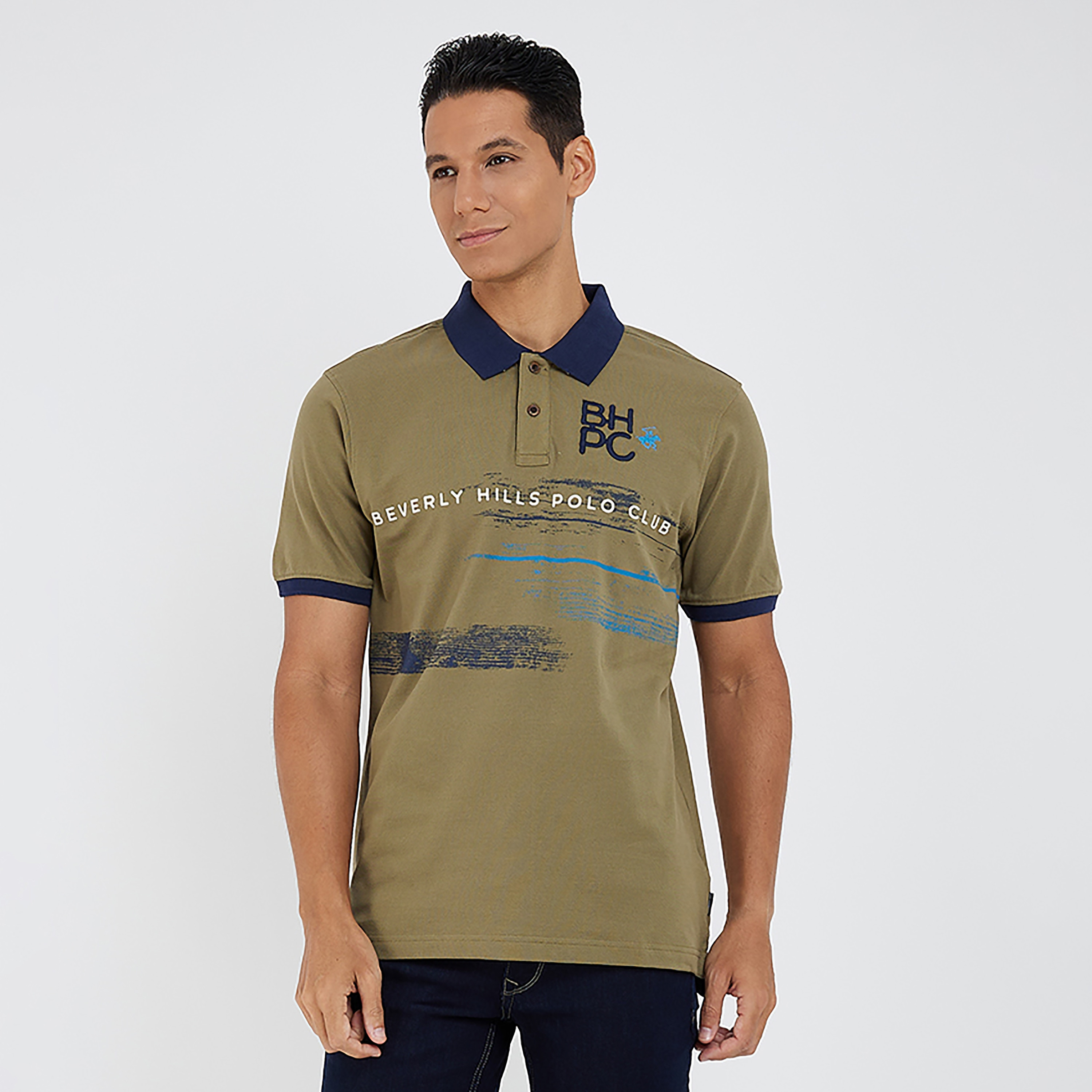 تي شيرت بولو من بيفرلي هيلز بولو كلوب مع مطبوع بياقة وأكمام قصيرة-men-clothing-tshirtsandpolos-polos-image-5