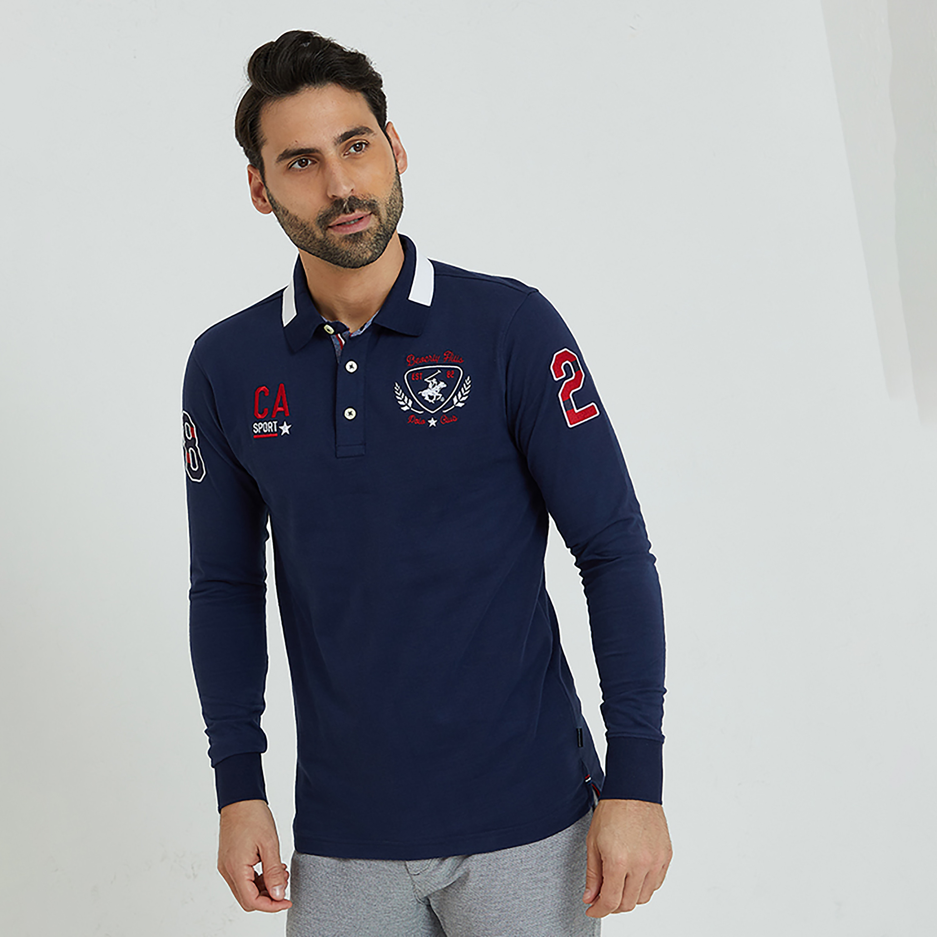 Beverly Hills Polo Club Embroidered Collared Long Sleeves Polo T-Shirt-men-clothing-tshirtsandpolos-polos-image-1