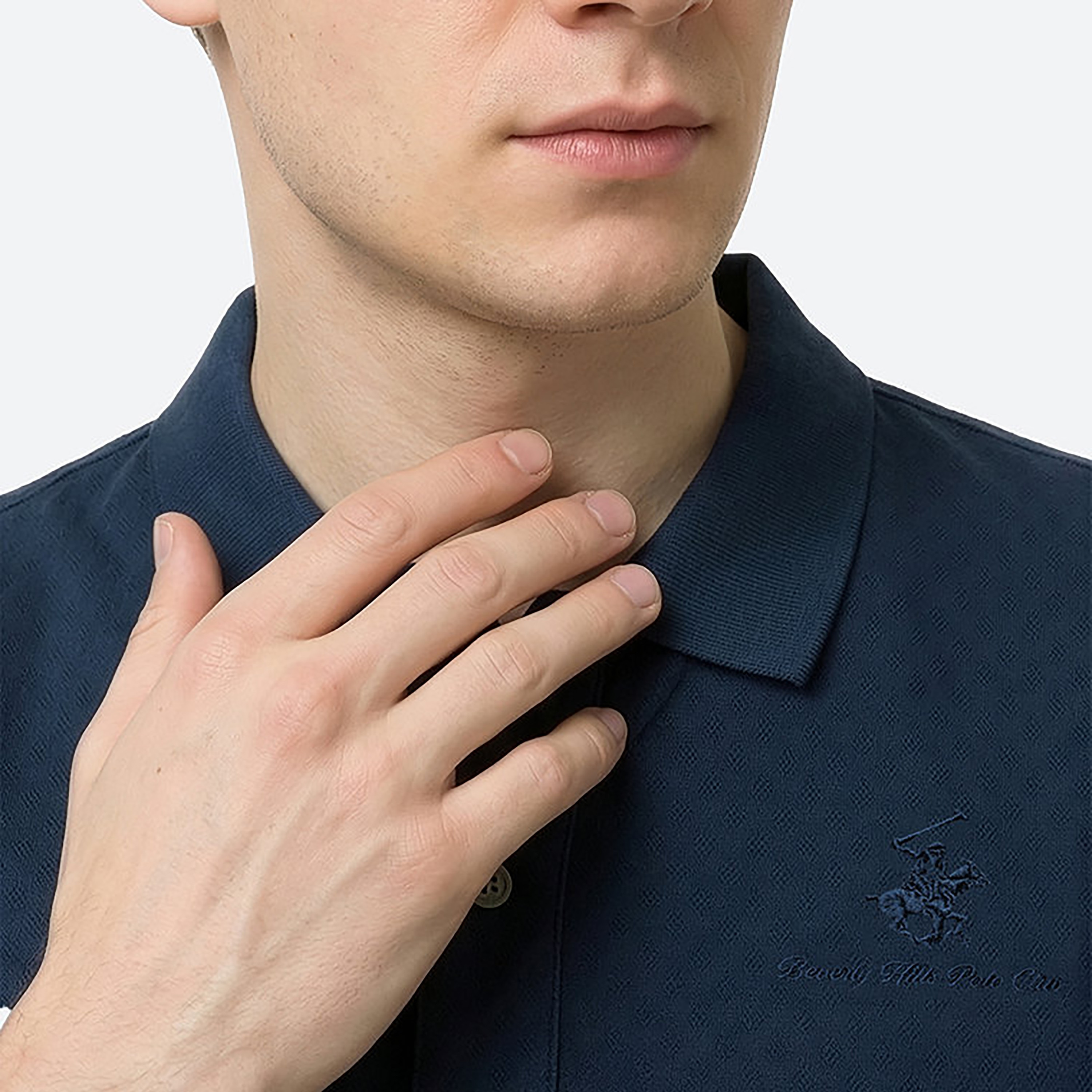 Beverly Hills Polo Club Textured Collared Short Sleeves Men's Polo T-Shirt-men-clothing-tshirtsandpolos-polos-image-3