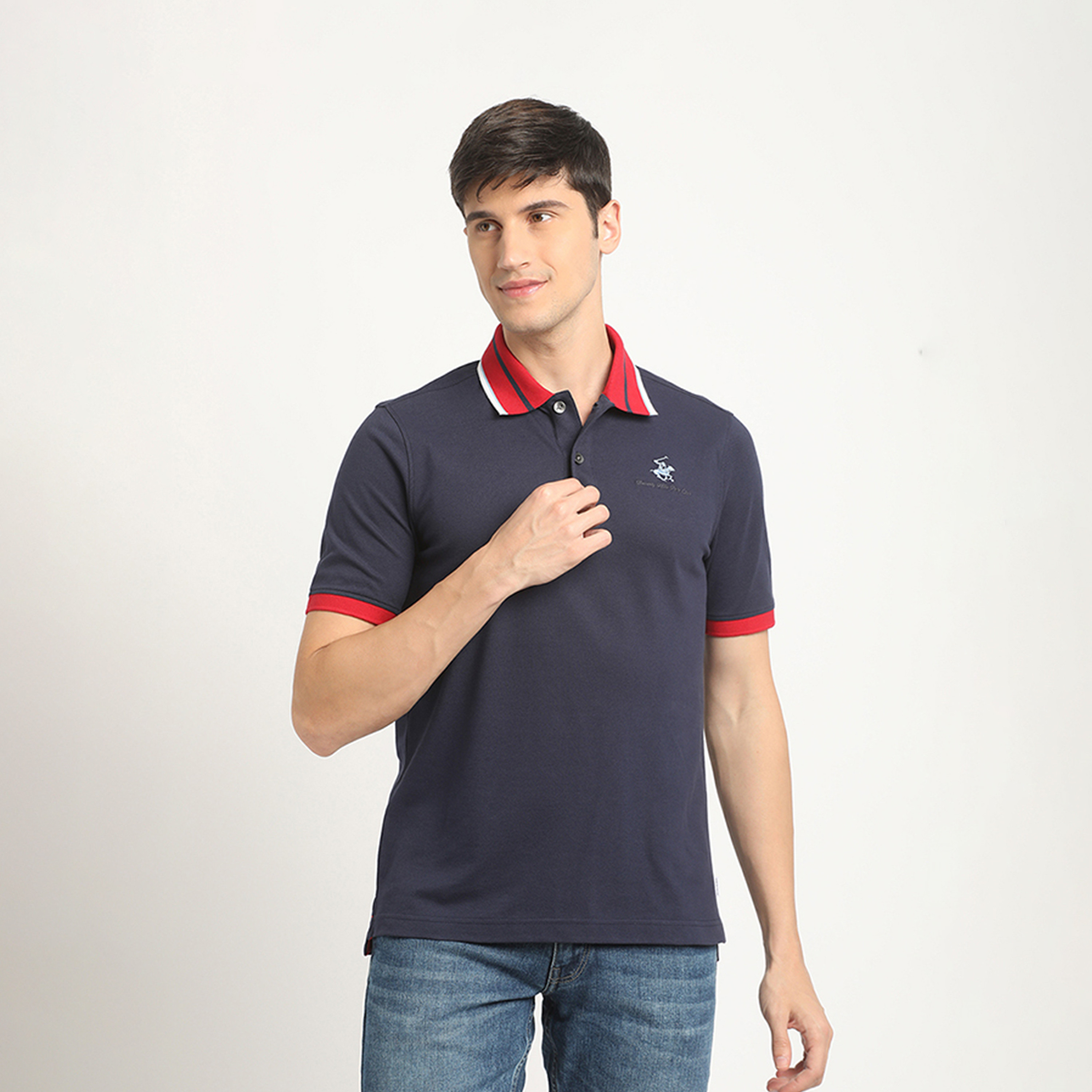 بيفرلي هيلز بولو كلوب- تي شيرت وياقة مطوية أكمام قصيرة وشعار بولو-men-clothing-tshirtsandpolos-polos-image-1
