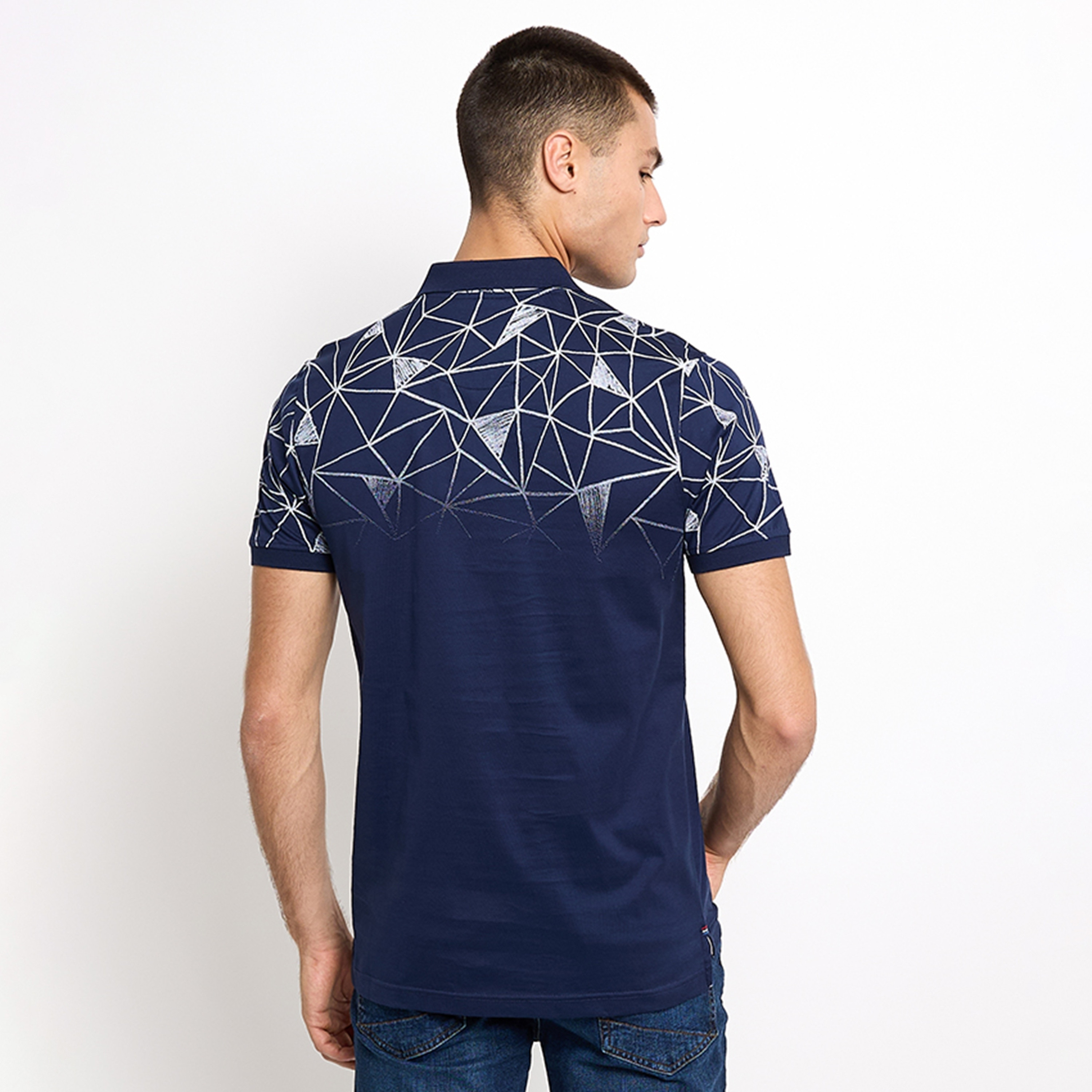 نادي بيفرلي هيلز بولو بطبعة هندسية بأكمام قصيرة وقماش هندسي للبولو-men-clothing-tshirtsandpolos-polos-image-4