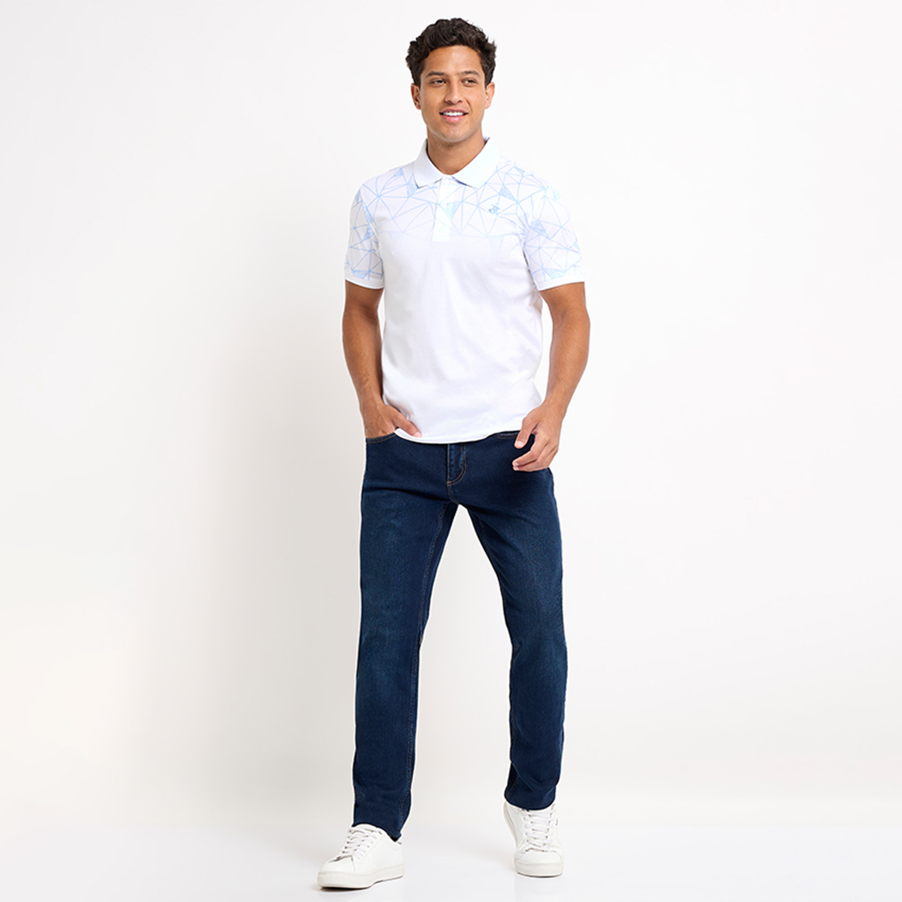 نادي بيفرلي هيلز بولو بطبعة هندسية بأكمام قصيرة وقماش هندسي للبولو-men-clothing-tshirtsandpolos-polos-image-6