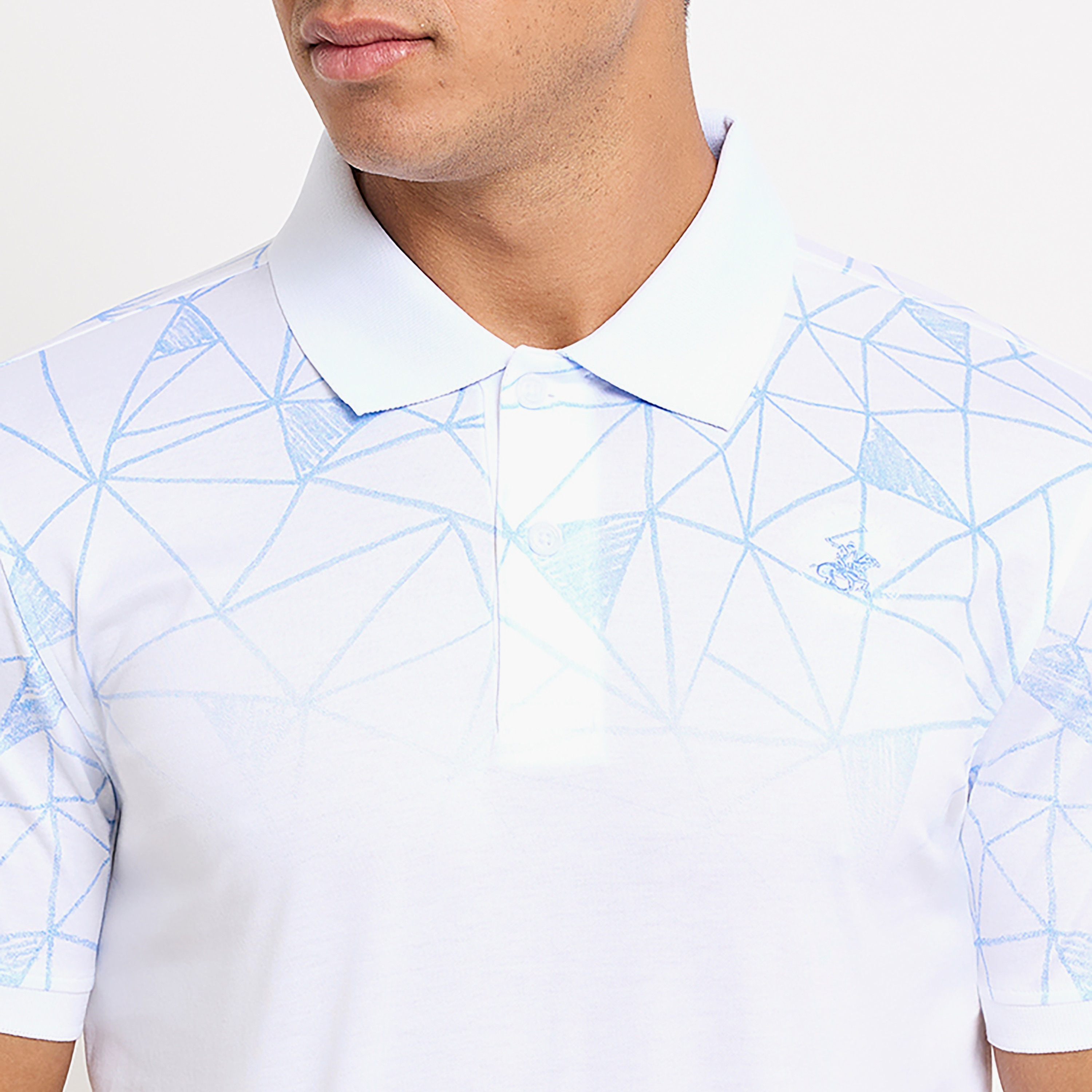 نادي بيفرلي هيلز بولو بطبعة هندسية بأكمام قصيرة وقماش هندسي للبولو-men-clothing-tshirtsandpolos-polos-image-3