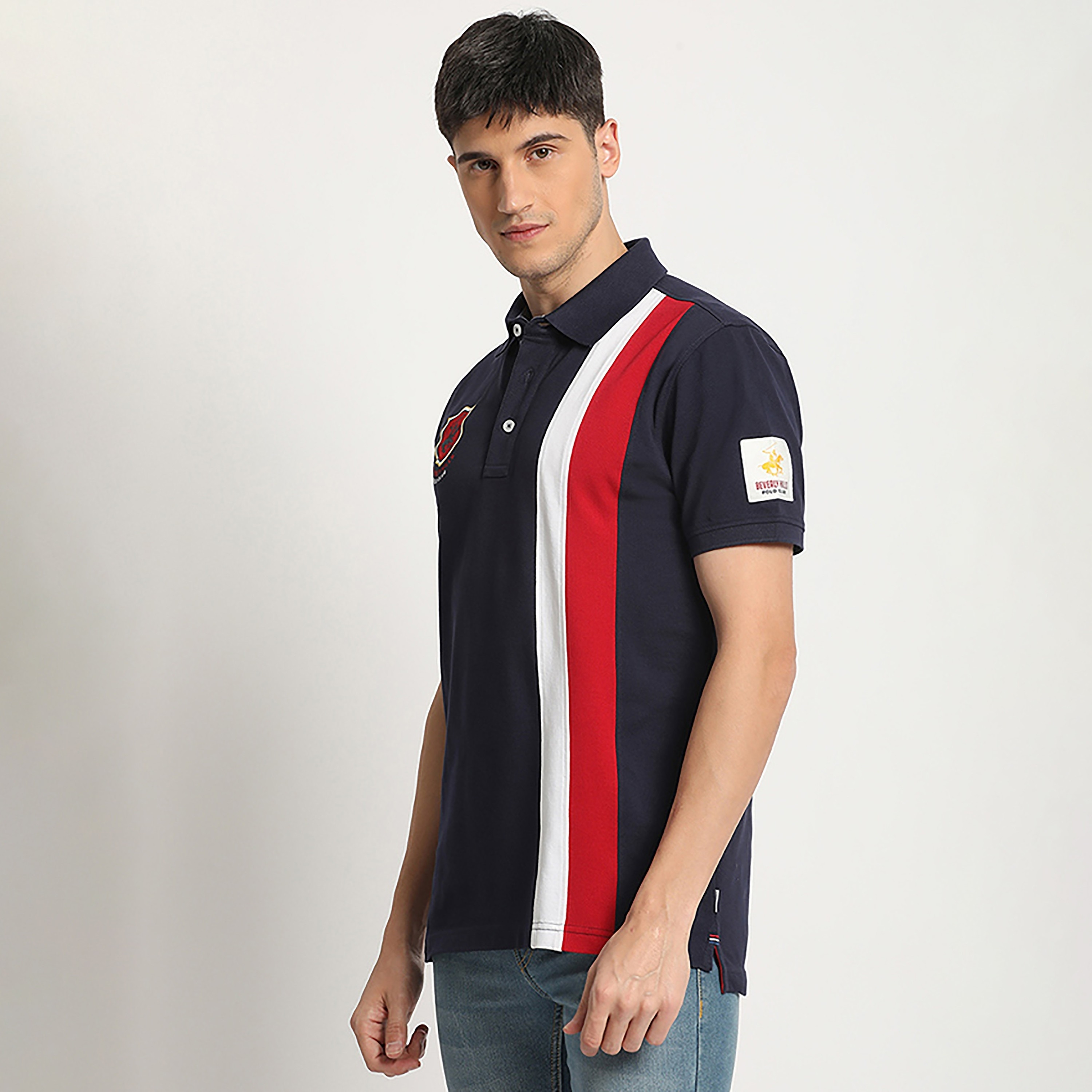 تي شيرت بولو رجالي بأكمام قصيرة وياقة وخطوط من بيفرلي هيلز بولو كلوب-men-clothing-tshirtsandpolos-polos-image-2