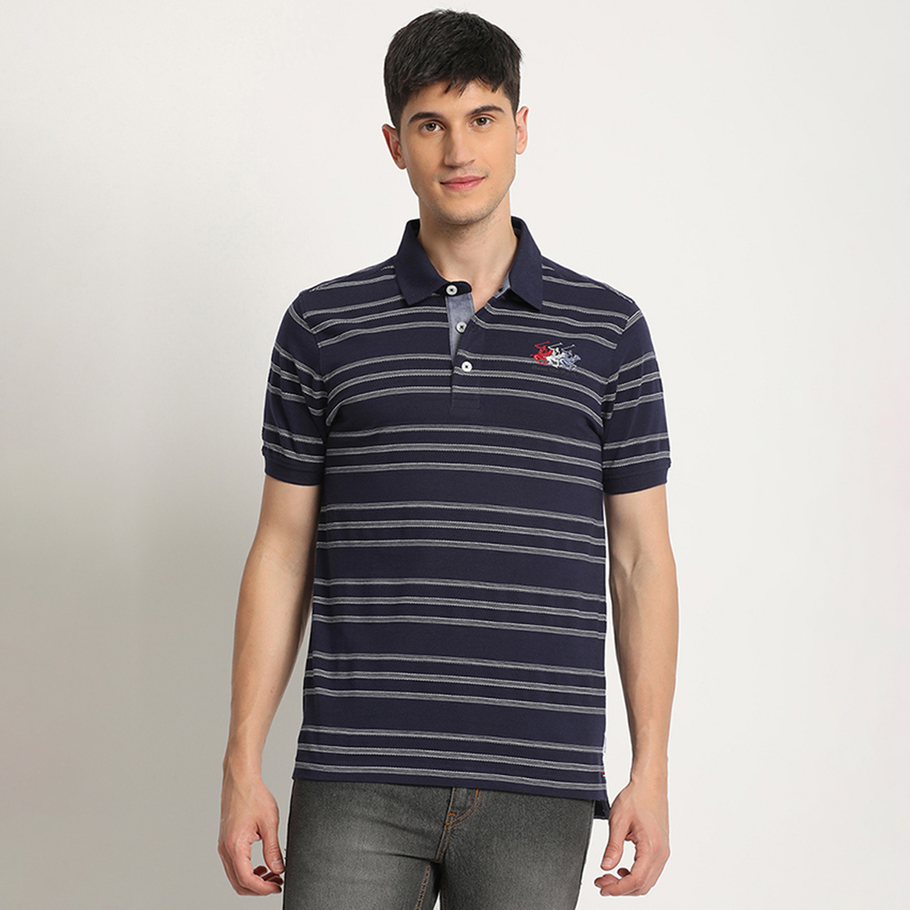 تي شيرت بولو من بيفرلي هيلز بولو كلوب وأكمام قصيرة مع مخطط-men-clothing-tshirtsandpolos-polos-image-1