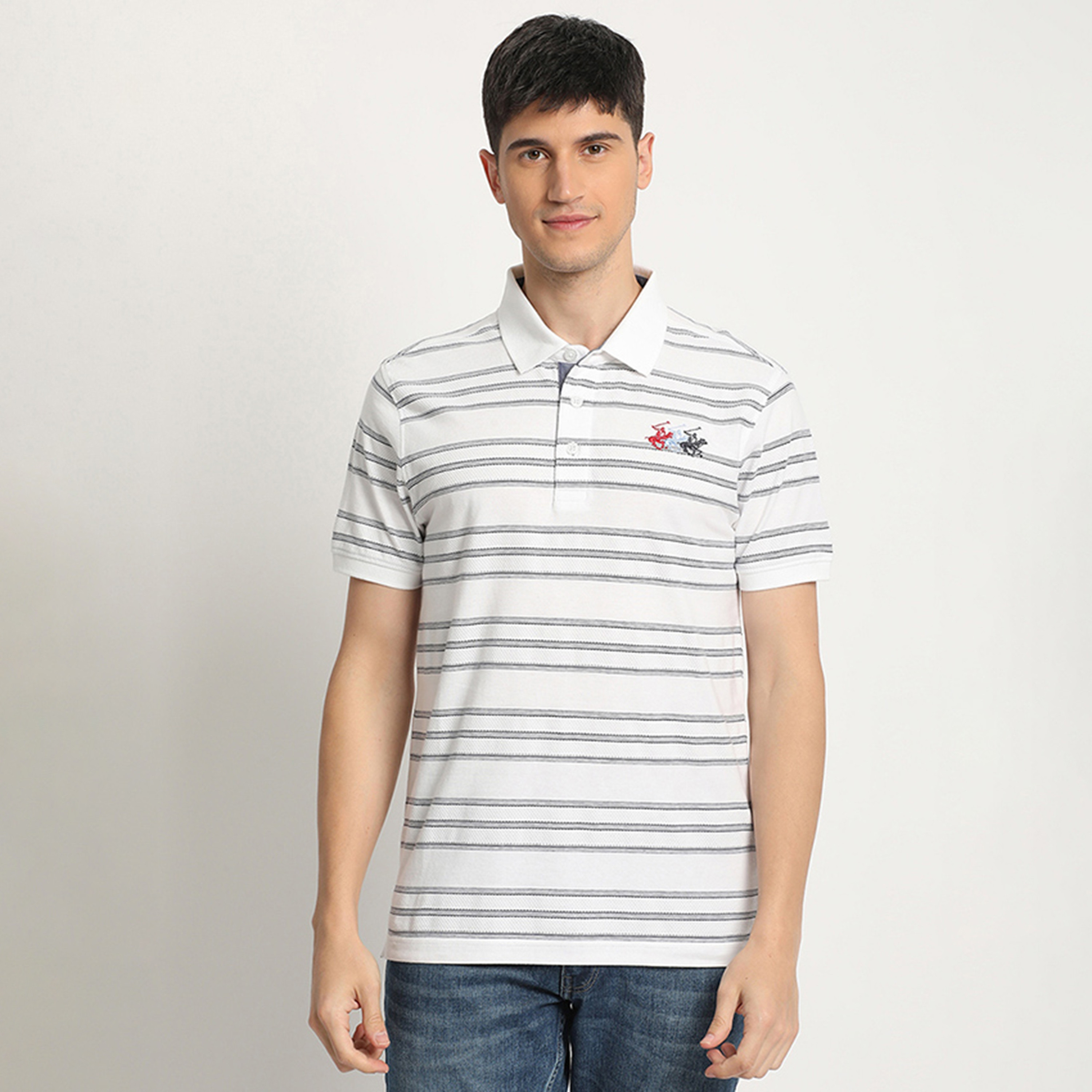 تي شيرت بولو من بيفرلي هيلز بولو كلوب وأكمام قصيرة مع مخطط-men-clothing-tshirtsandpolos-polos-image-5