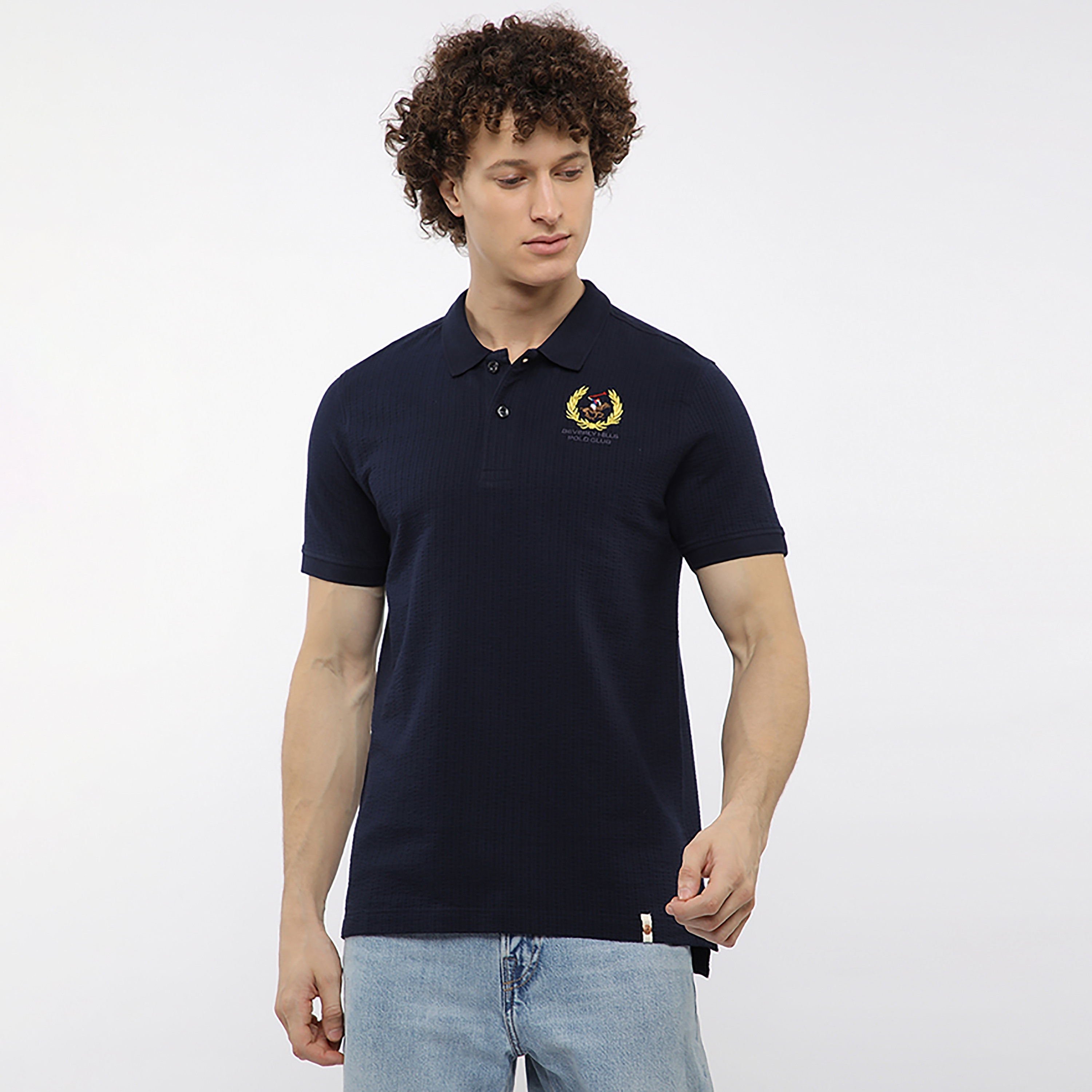 Beverly Hills Polo Club Textured Collared Short Sleeves Men's Polo T-Shirt-men-clothing-tshirtsandpolos-polos-image-1