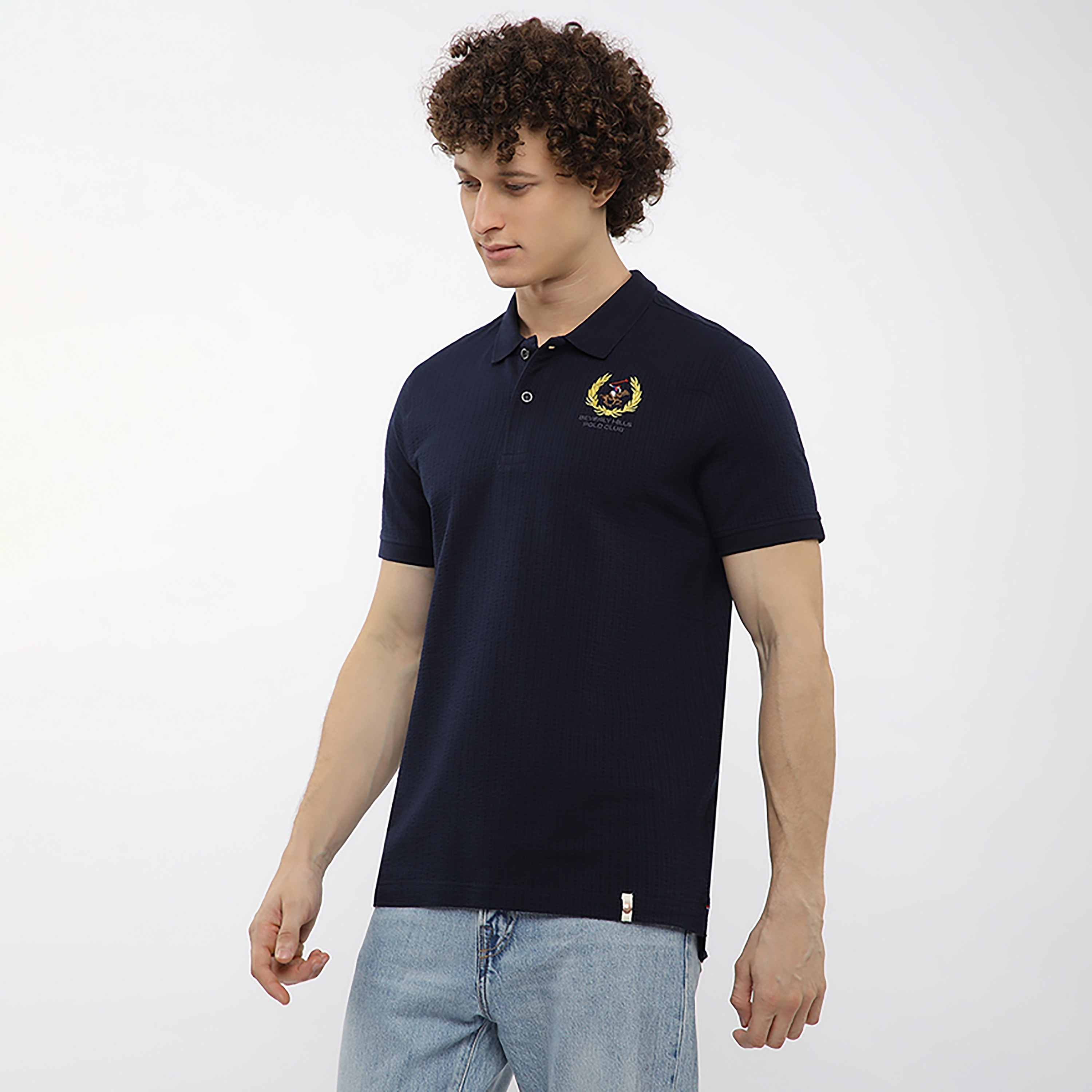 Beverly Hills Polo Club Textured Collared Short Sleeves Men's Polo T-Shirt-men-clothing-tshirtsandpolos-polos-image-2
