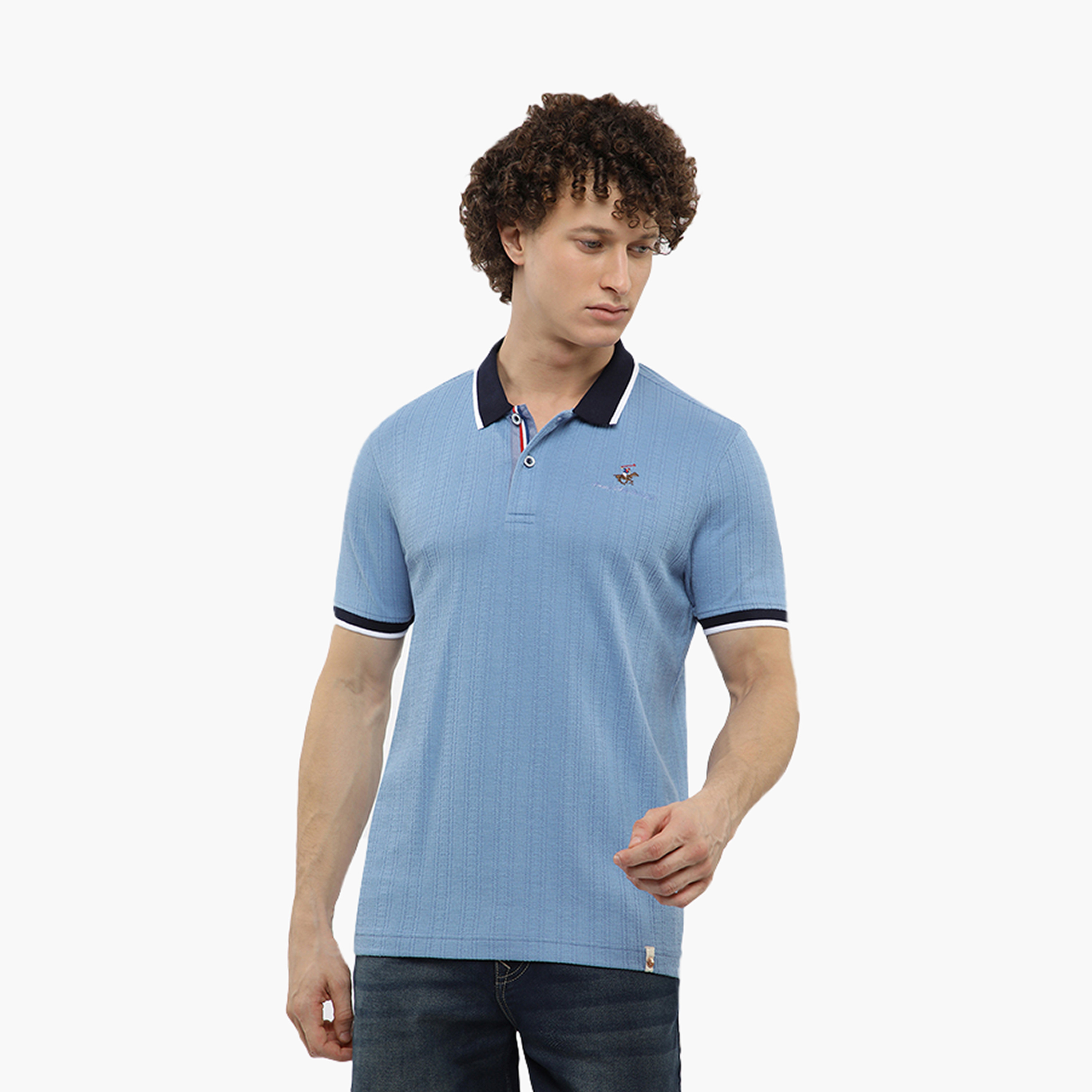 تي شيرت بولو رجالي بأكمام قصيرة وياقة منقوش من بيفرلي هيلز بولو كلوب-men-clothing-tshirtsandpolos-polos-image-1