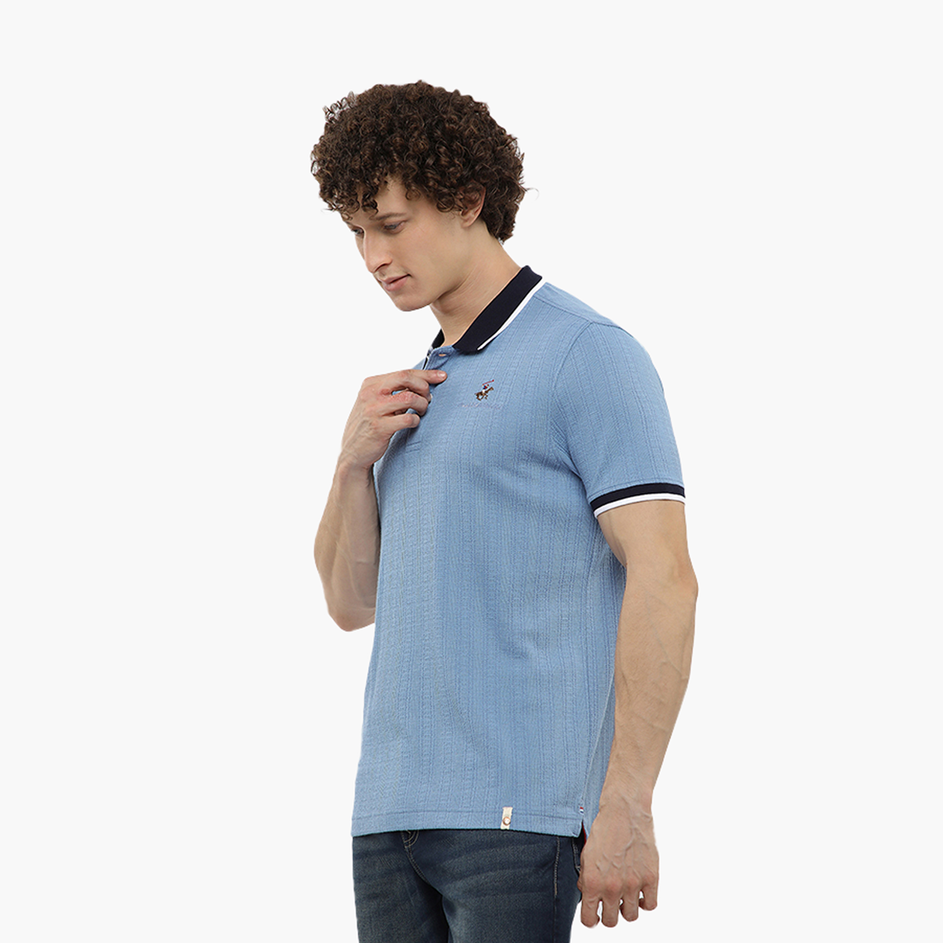 Beverly Hills Polo Club Textured Collared Short Sleeves Men's Polo T-Shirt-men-clothing-tshirtsandpolos-polos-image-2