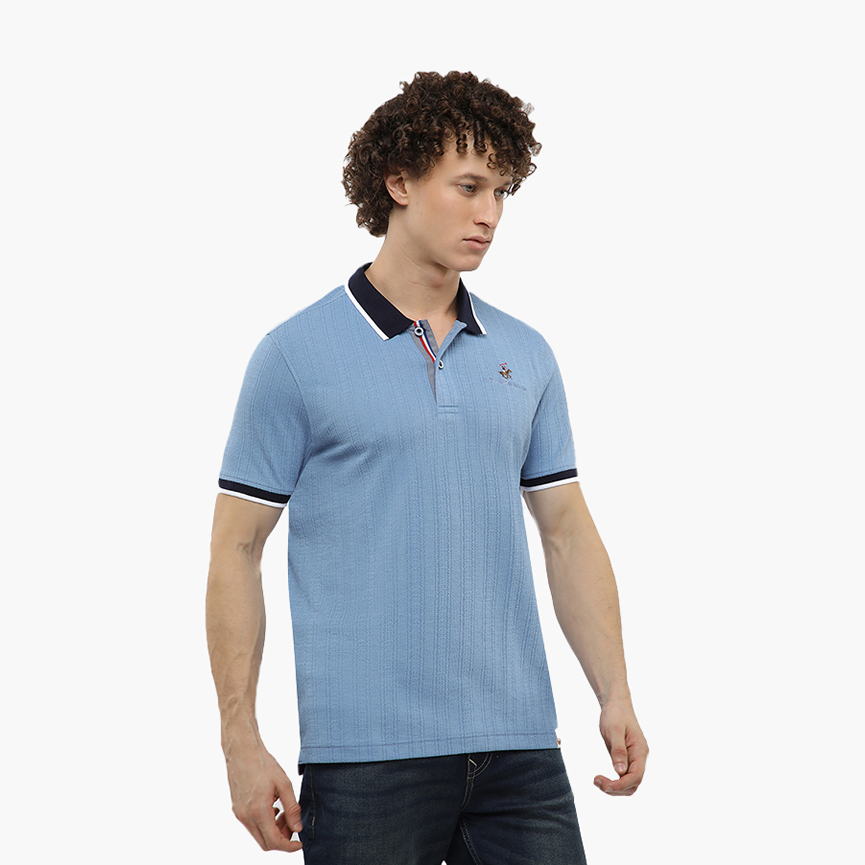تي شيرت بولو رجالي بأكمام قصيرة وياقة منقوش من بيفرلي هيلز بولو كلوب-men-clothing-tshirtsandpolos-polos-image-3