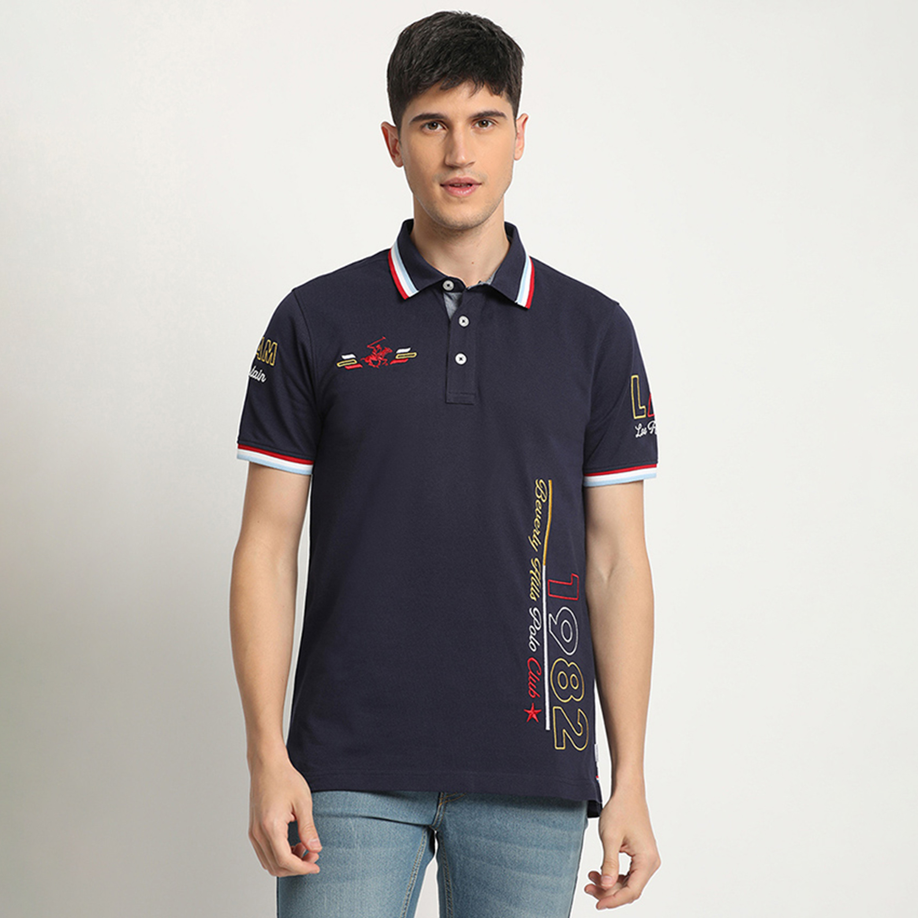 تي شيرت بولو من بيفرلي هيلز بولو كلوب بياقة وأكمام قصيرة مع شعار بمطرز-men-clothing-tshirtsandpolos-polos-image-1