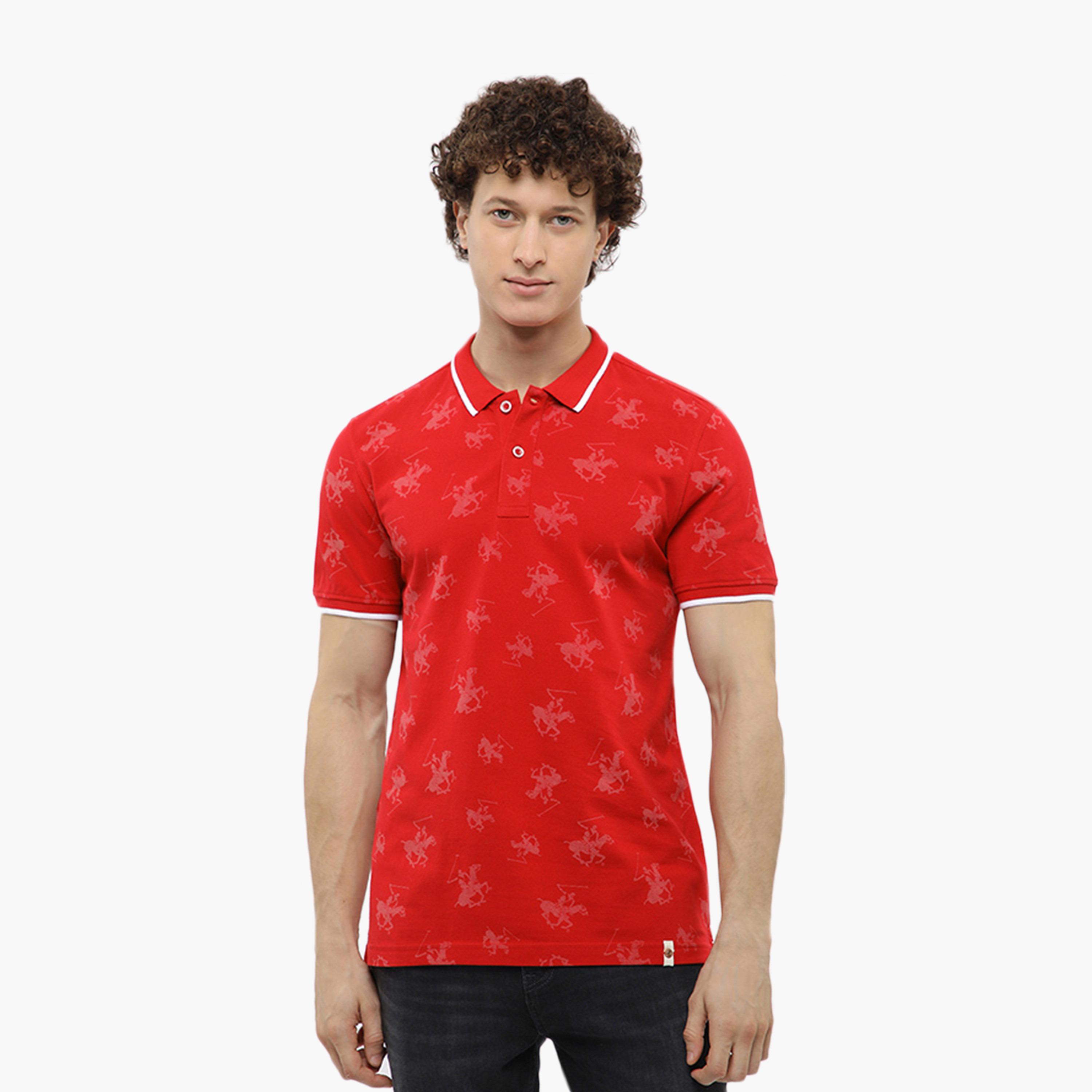 Beverly Hills Polo Club Logo Printed Collared Short Sleeves Men's Polo T-Shirt-men-clothing-tshirtsandpolos-polos-image-1