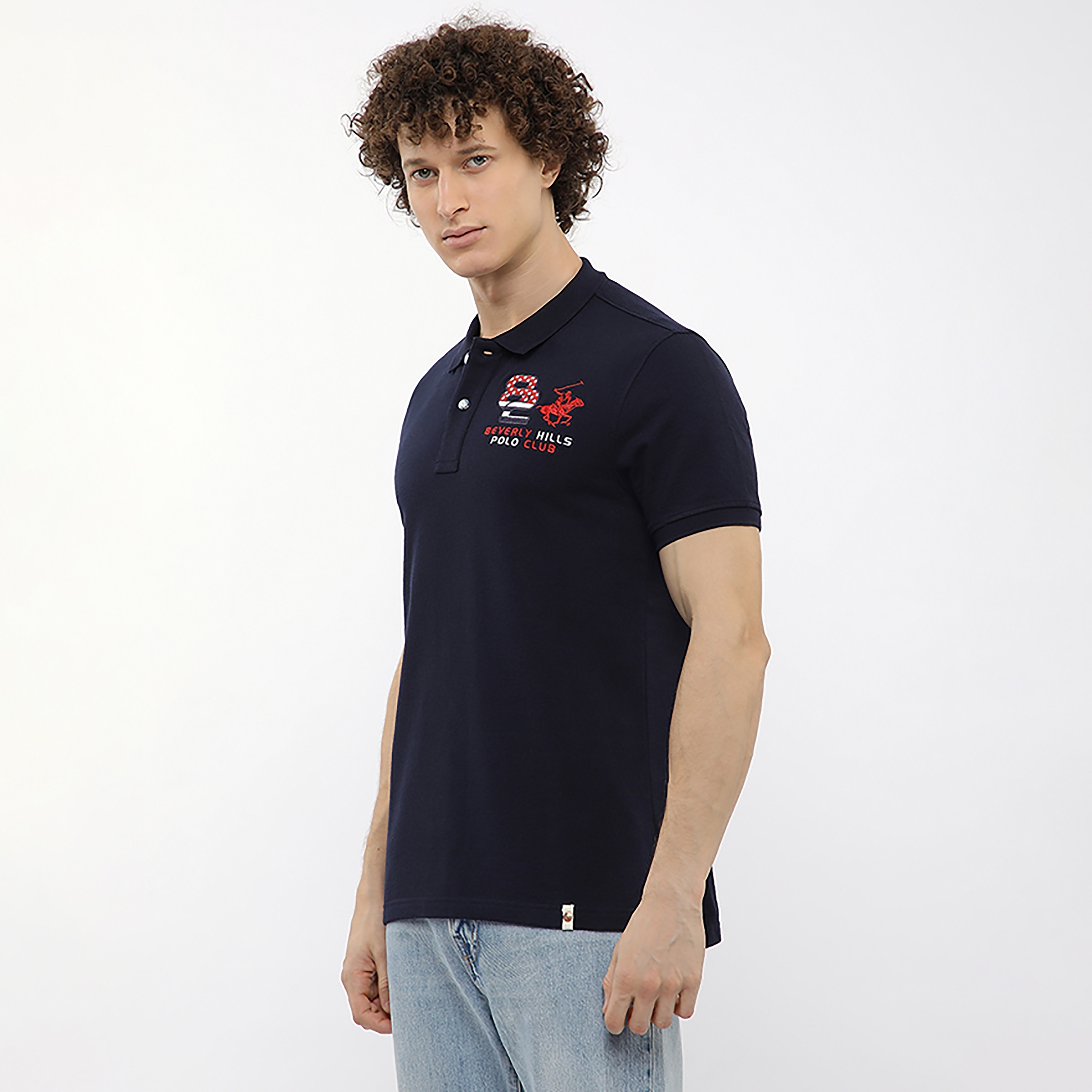تي شيرت بولو رجالي بأكمام قصيرة وياقة مطرزة بشعار من بيفرلي هيلز بولو كلوب-men-clothing-tshirtsandpolos-polos-image-2