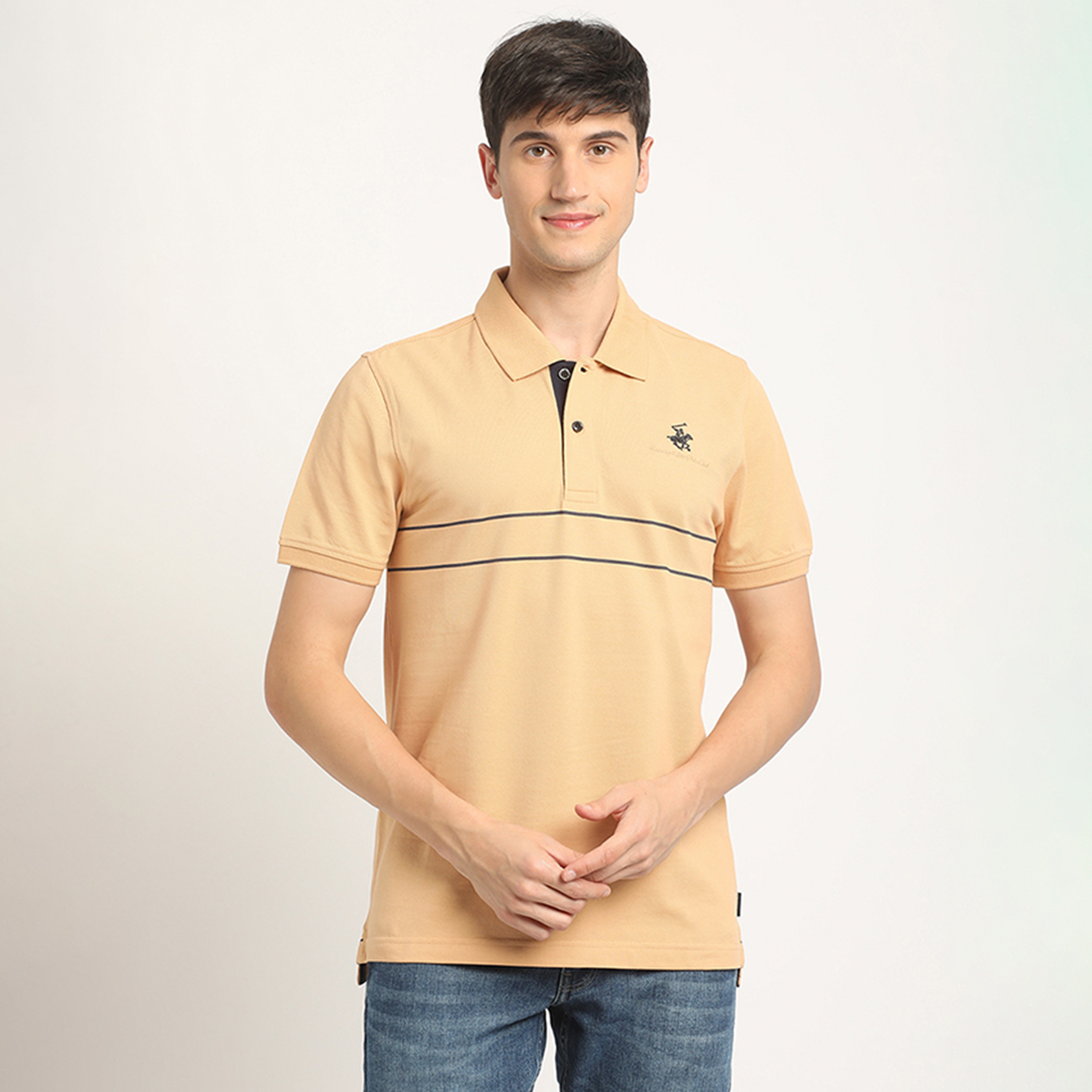 تي شيرت بولو من بيفرلي هيلز بولو كلوب بأكمام قصيرة ذو شعار مع خطوط بسيطة-men-clothing-tshirtsandpolos-polos-image-5