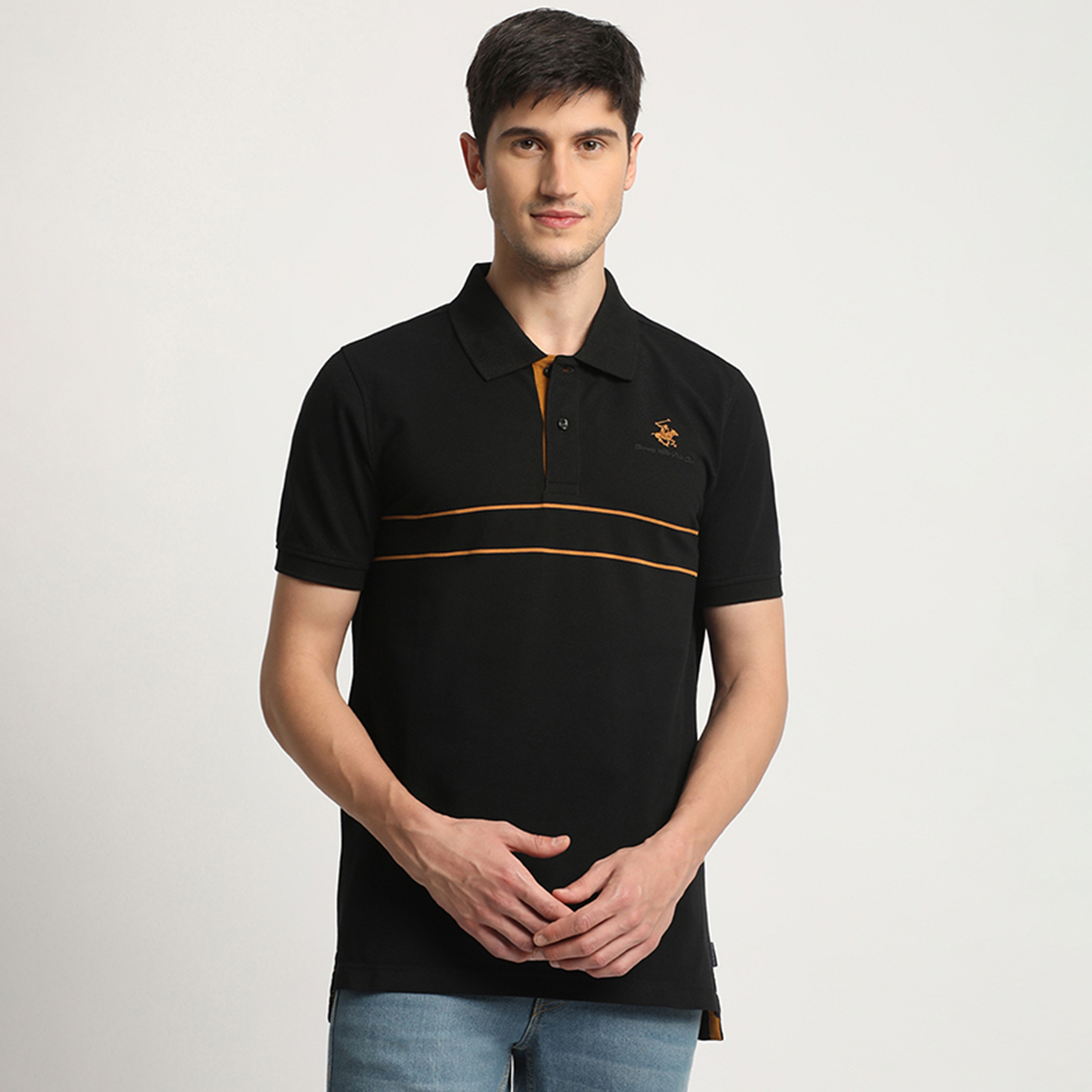 Beverly Hills Polo Club Logo Short Sleeves Polo T-Shirt with Minimalistic Stripes-men-clothing-tshirtsandpolos-polos-image-1