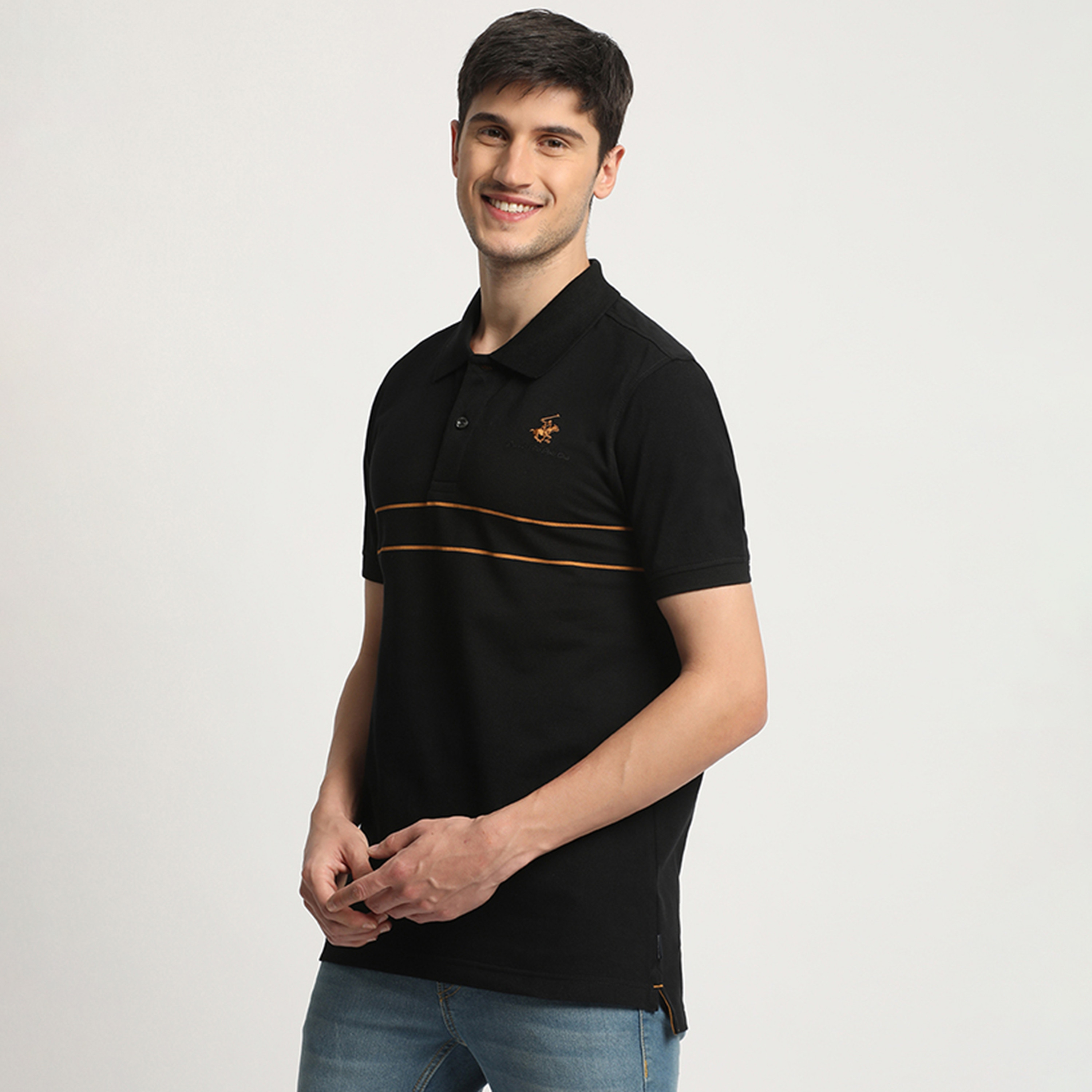 Beverly Hills Polo Club Logo Short Sleeves Polo T-Shirt with Minimalistic Stripes-men-clothing-tshirtsandpolos-polos-image-2