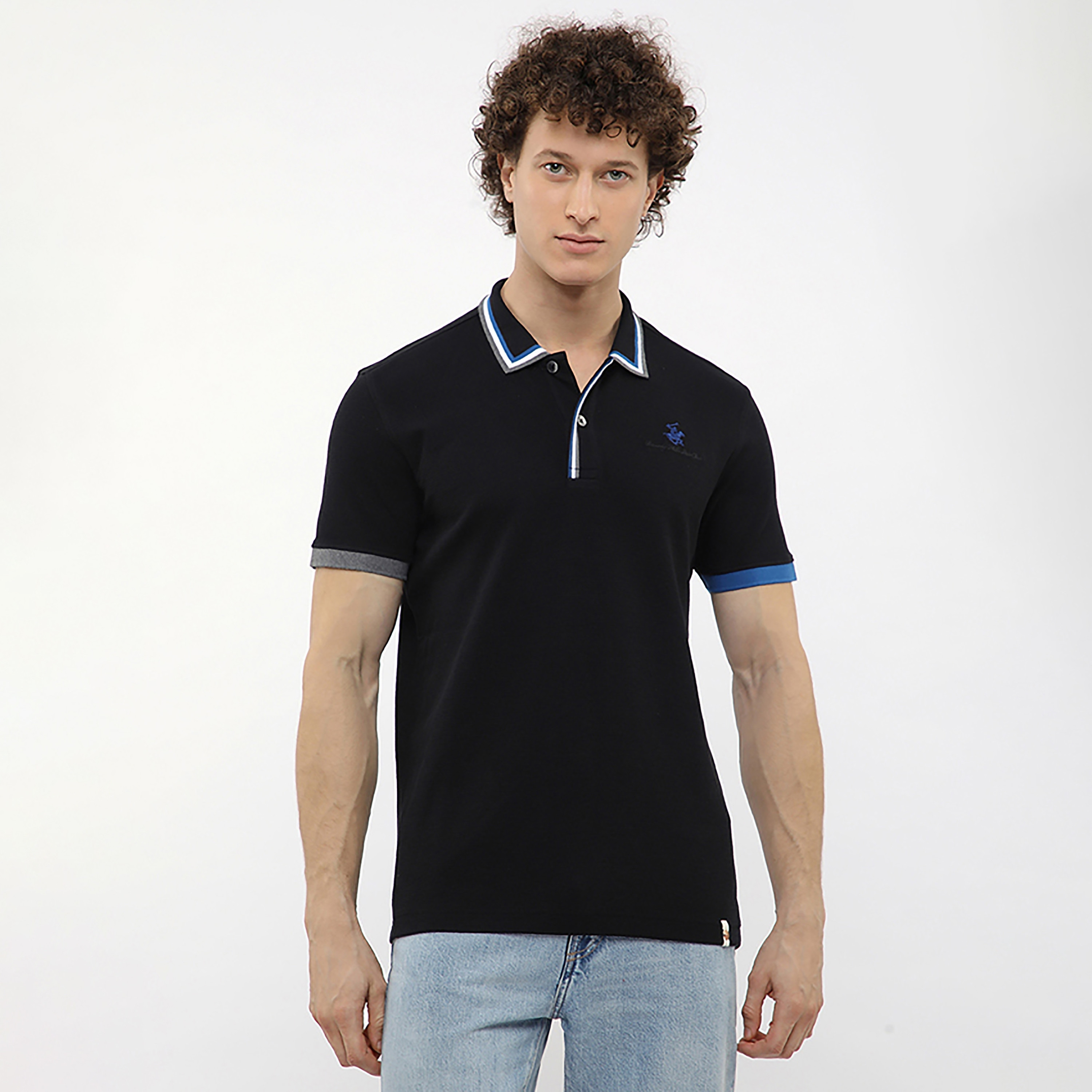 تي شيرت بولو رجالي سادة بأكمام قصيرة وياقة من بيفرلي هيلز بولو كلوب-men-clothing-tshirtsandpolos-polos-image-1