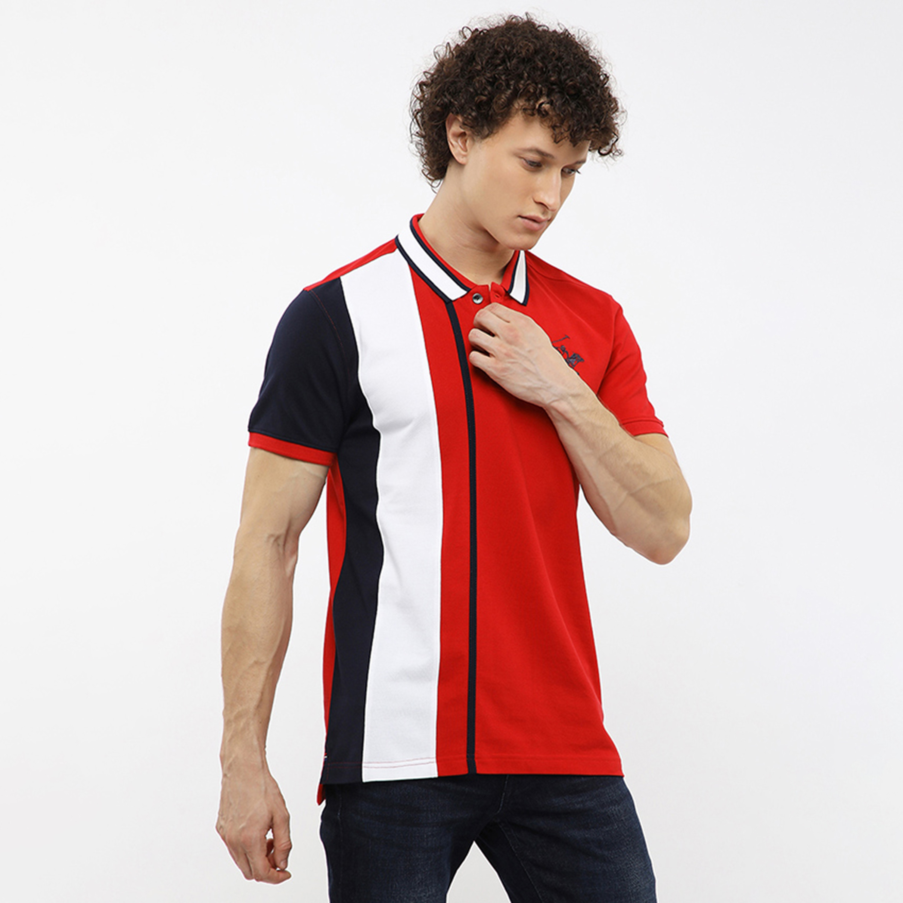 تي شيرت بولو رجالي مخطط بأكمام قصيرة وياقة من بيفرلي هيلز بولو كلوب-men-clothing-tshirtsandpolos-polos-image-3