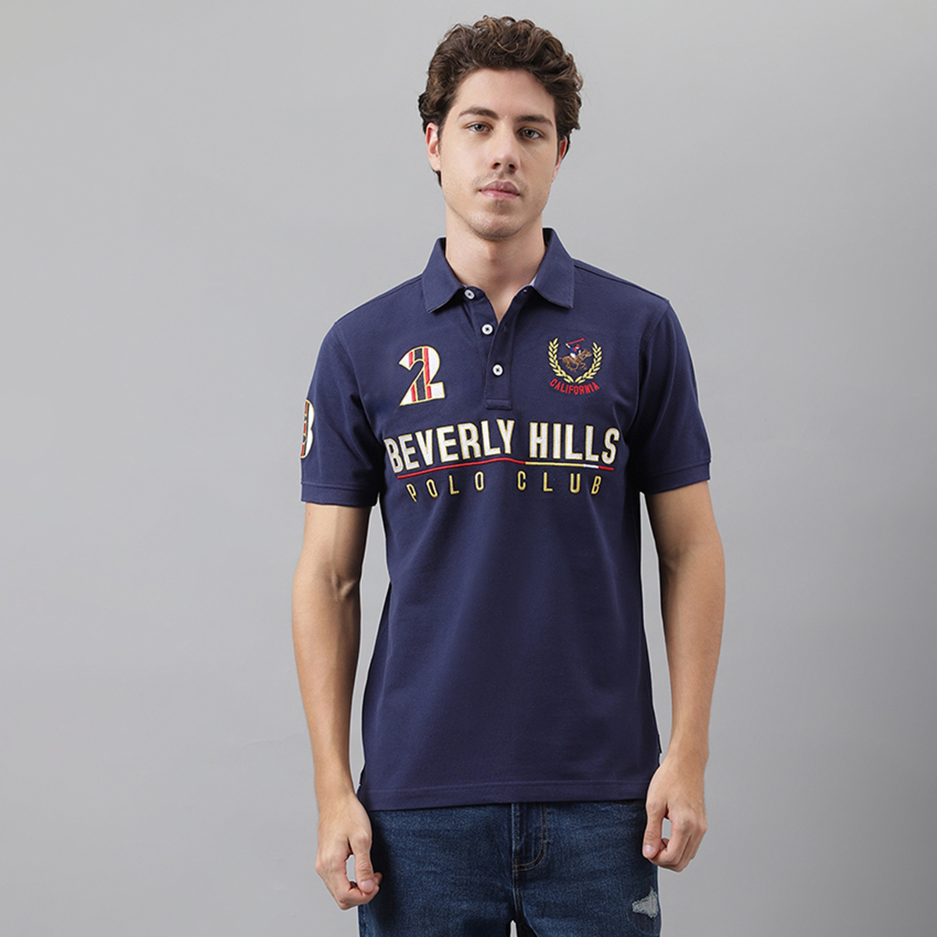 Beverly Hills Polo Club Logo Print Collared Short Sleeves Men's Polo T-Shirt-men-clothing-tshirtsandpolos-polos-image-1