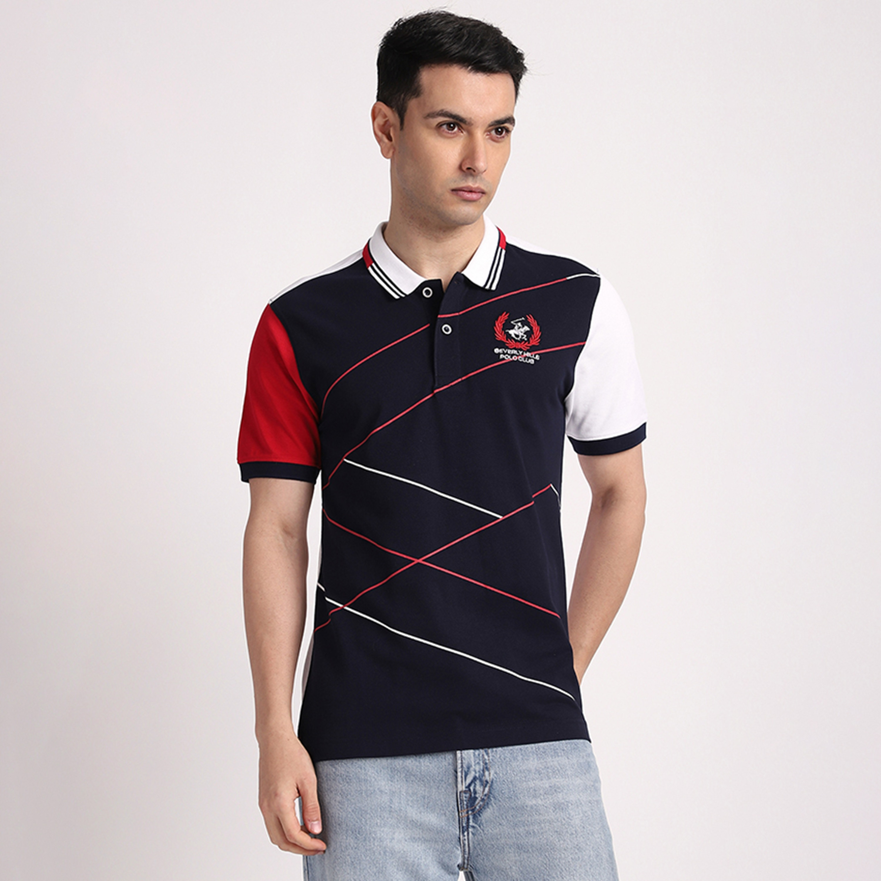Beverly Hills Polo Club Color-Blocked Collared Short Sleeves Men's Polo T-Shirt-men-clothing-tshirtsandpolos-polos-image-1