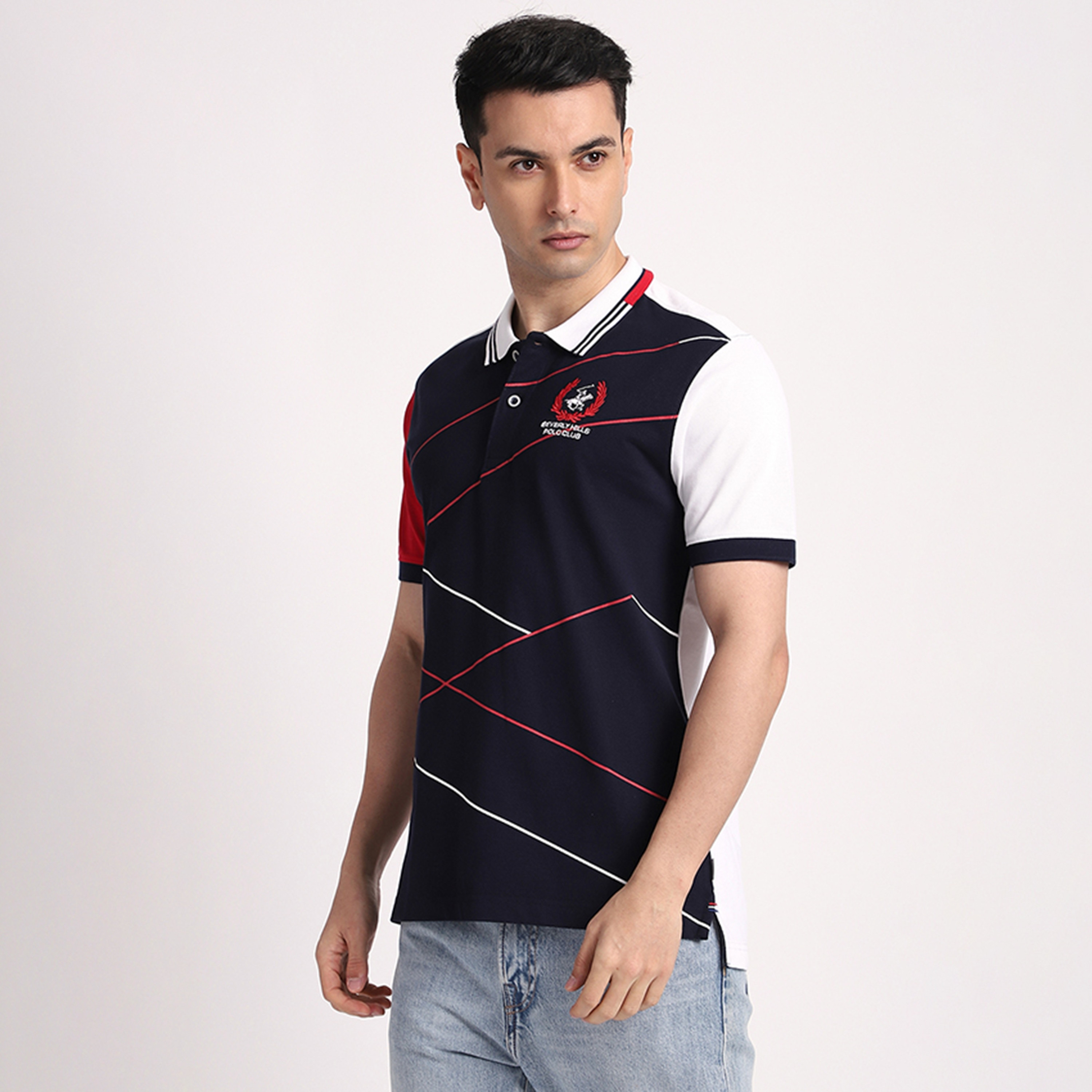 Beverly Hills Polo Club Color-Blocked Collared Short Sleeves Men's Polo T-Shirt-men-clothing-tshirtsandpolos-polos-image-2