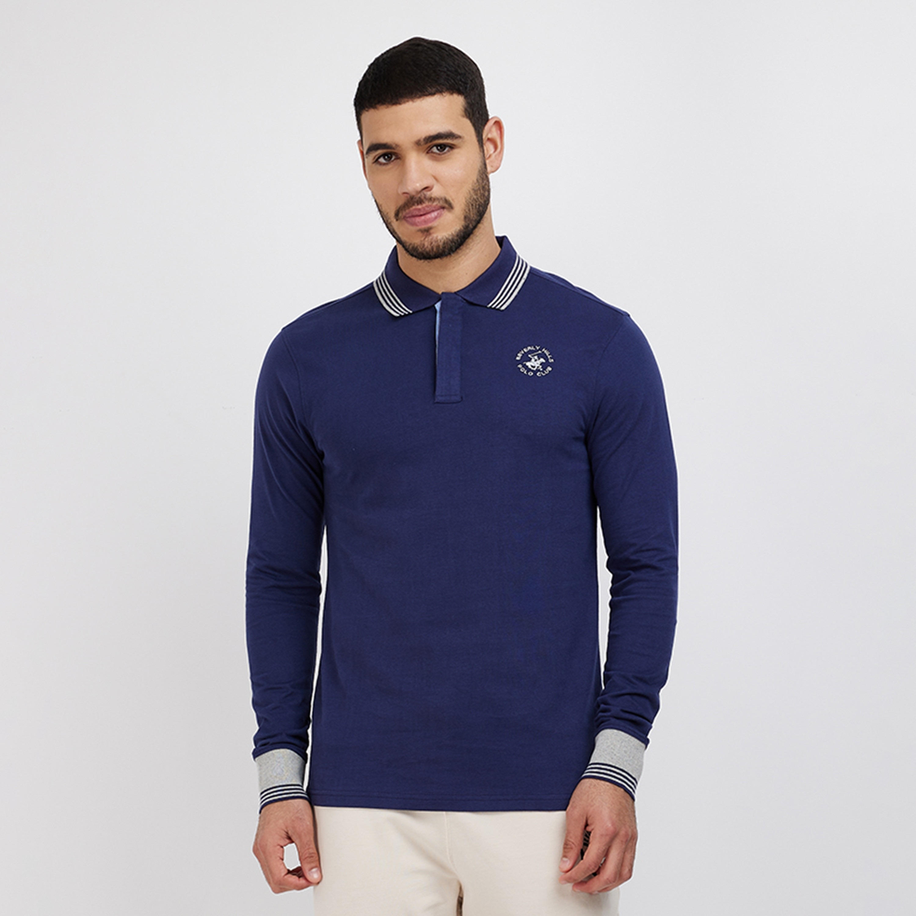 Beverly Hills Polo Club Plain Collared Long Sleeves Men's Polo T-Shirt-men-clothing-tshirtsandpolos-polos-image-1