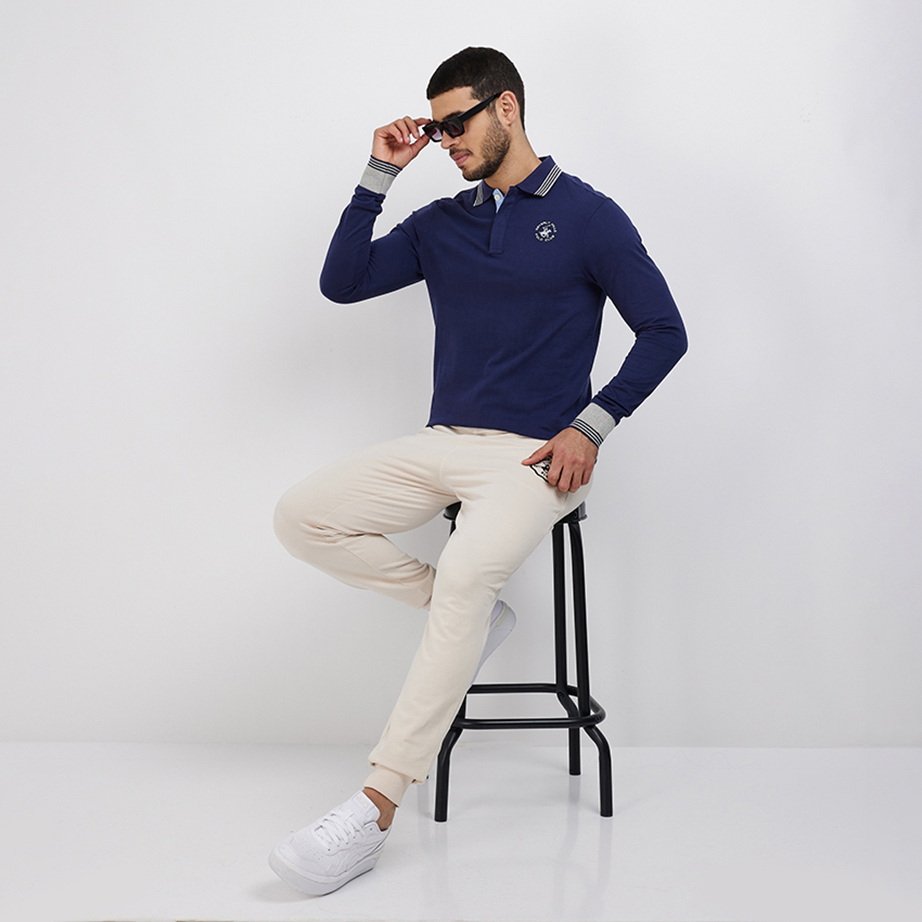 Beverly Hills Polo Club Plain Collared Long Sleeves Men's Polo T-Shirt-men-clothing-tshirtsandpolos-polos-image-2