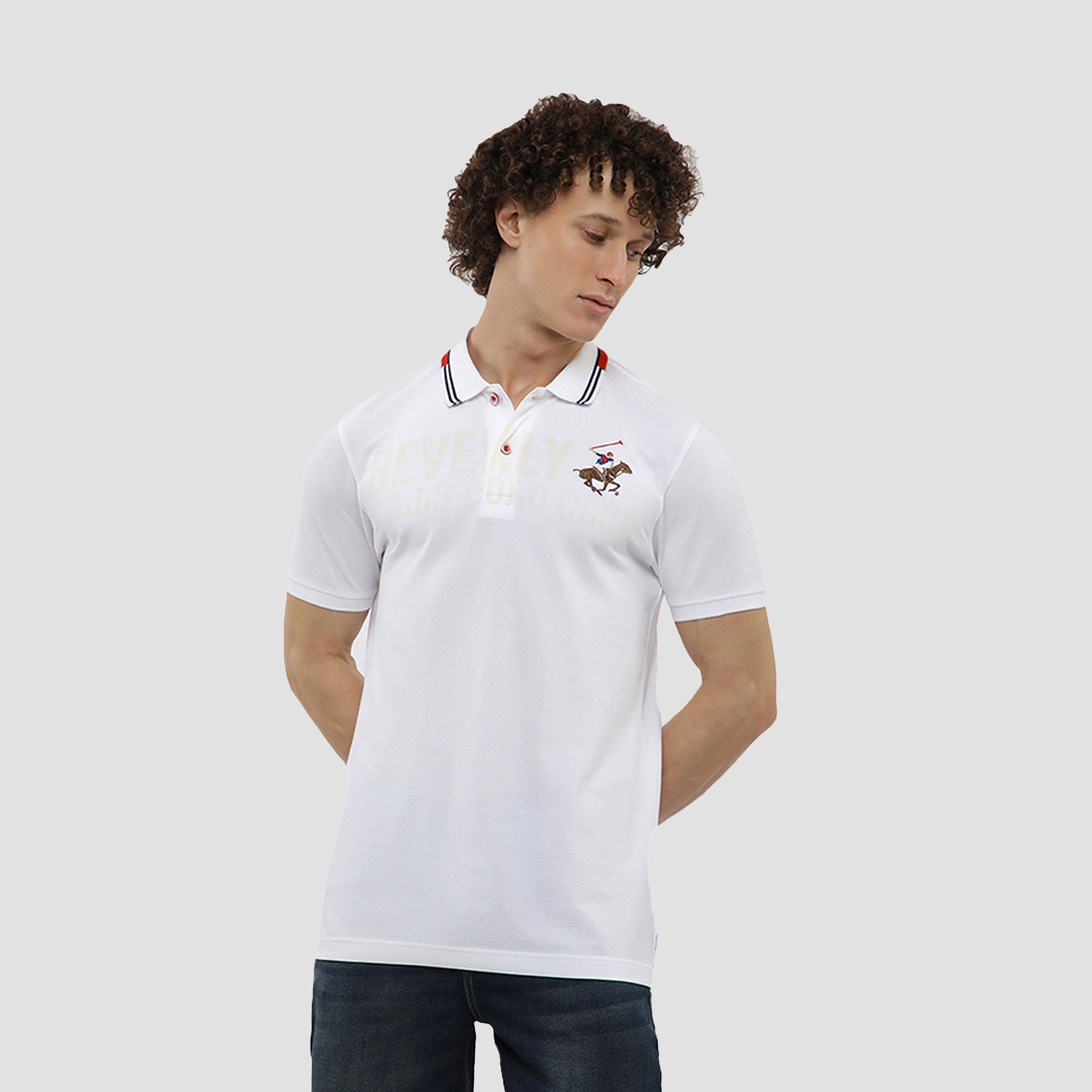 تي شيرت بولو رجالي سادة بأكمام قصيرة وياقة من بيفرلي هيلز بولو كلوب-men-clothing-tshirtsandpolos-polos-image-1