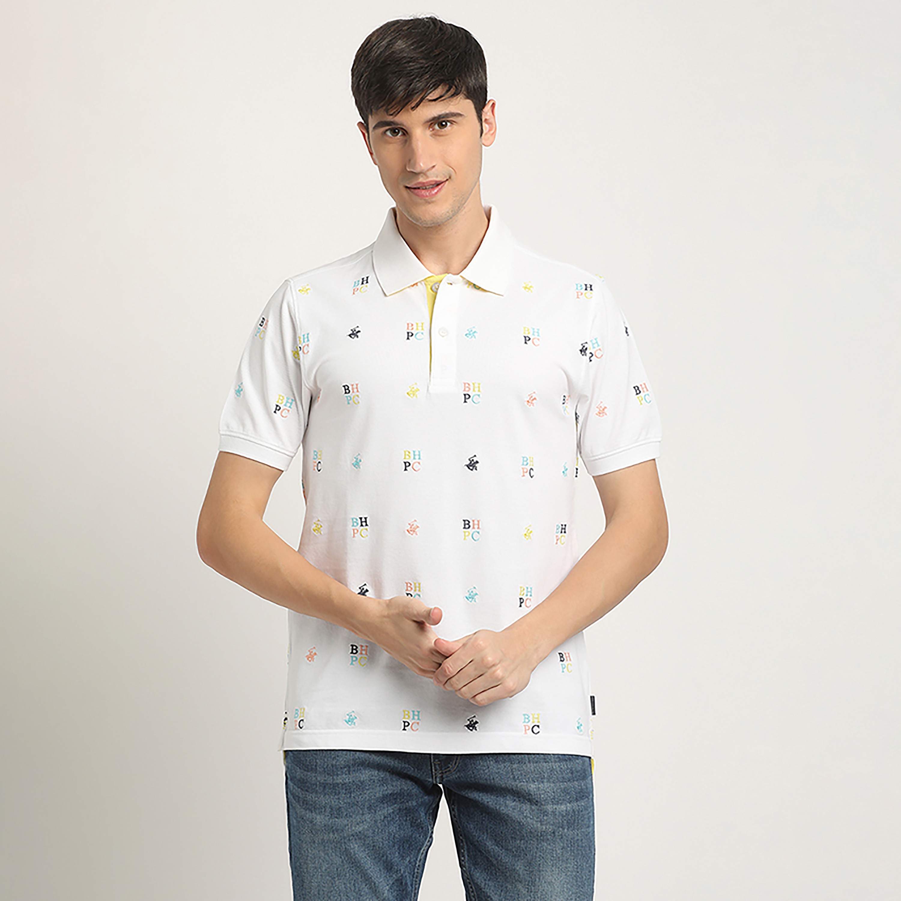 Beverly Hills Polo Club All Over Logo Collared Short Sleeves Polo T-Shirt-men-clothing-tshirtsandpolos-polos-image-1
