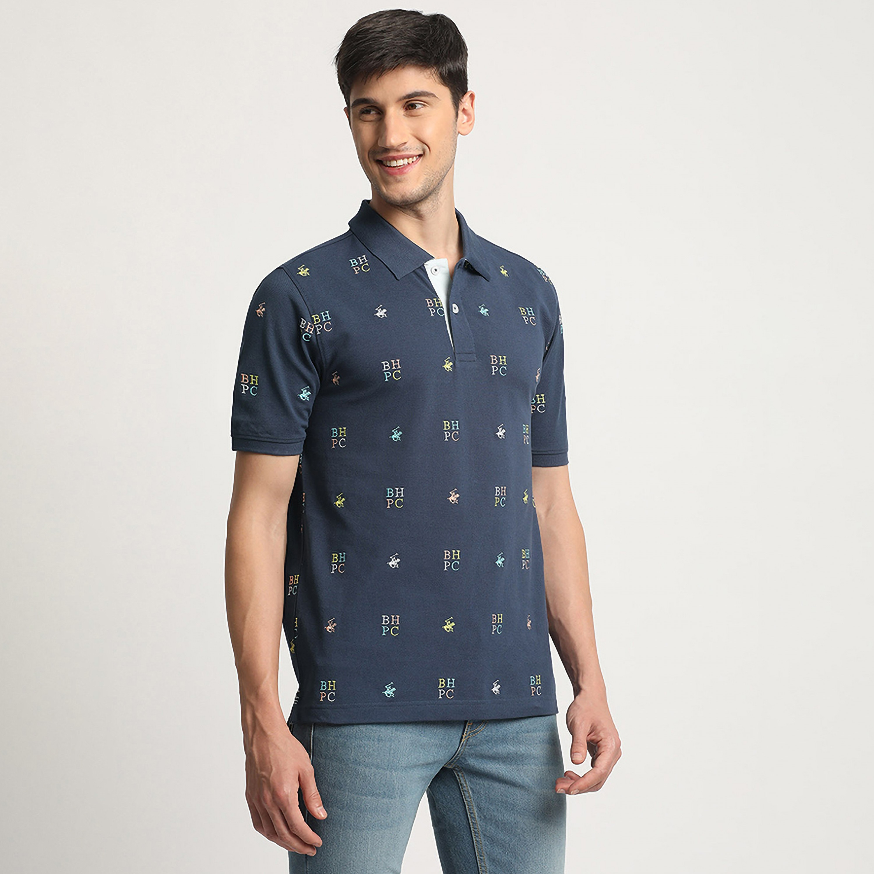 Beverly Hills Polo Club All Over Logo Collared Short Sleeves Polo T-Shirt-men-clothing-tshirtsandpolos-polos-image-3