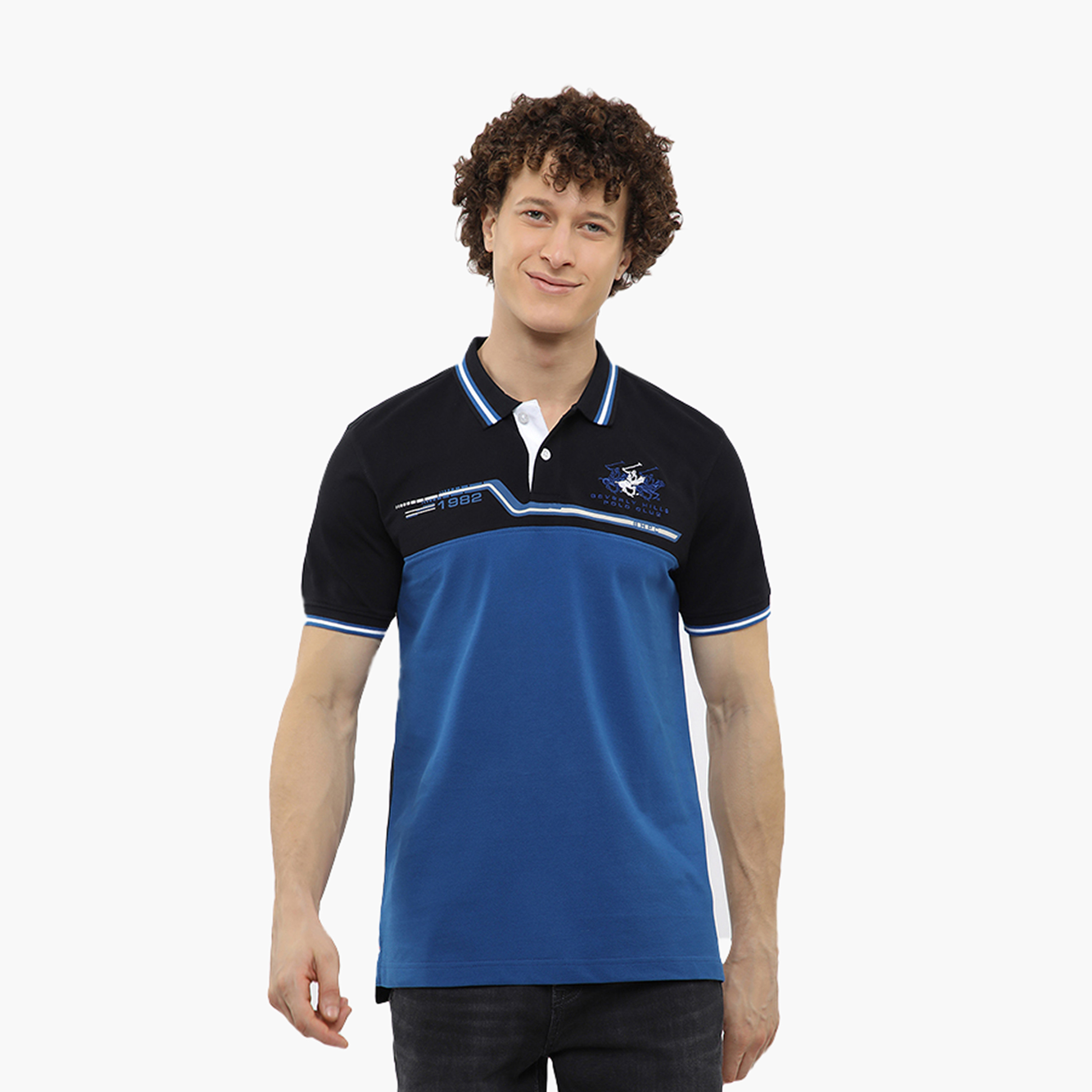 تيشيرت بولو رجالي ملون وياقة وأكمام قصيرة من بيفرلي هيلز بولو كلوب-men-clothing-tshirtsandpolos-polos-image-1