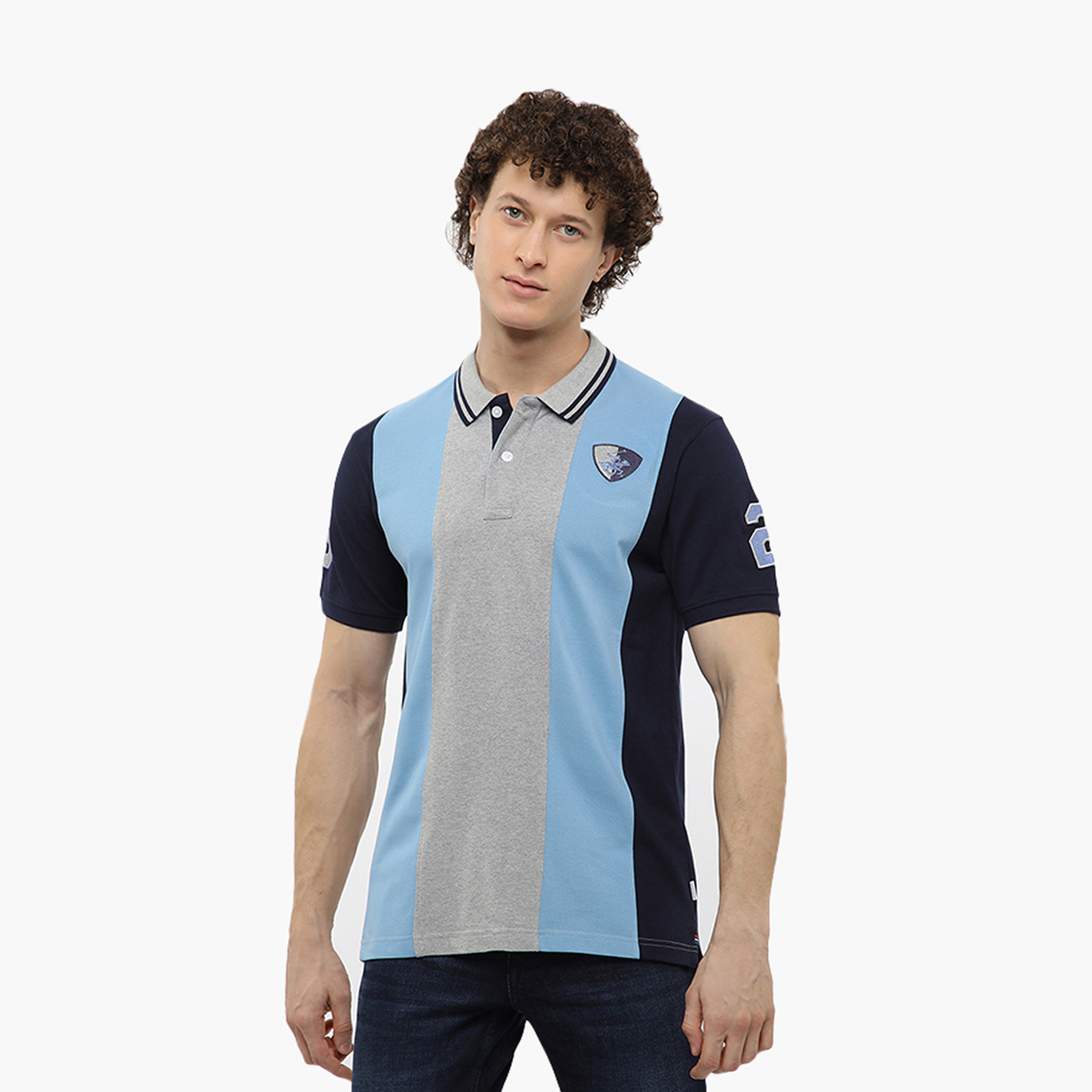 تيشيرت بولو رجالي ملون وياقة وأكمام قصيرة من بيفرلي هيلز بولو كلوب-men-clothing-tshirtsandpolos-polos-image-1