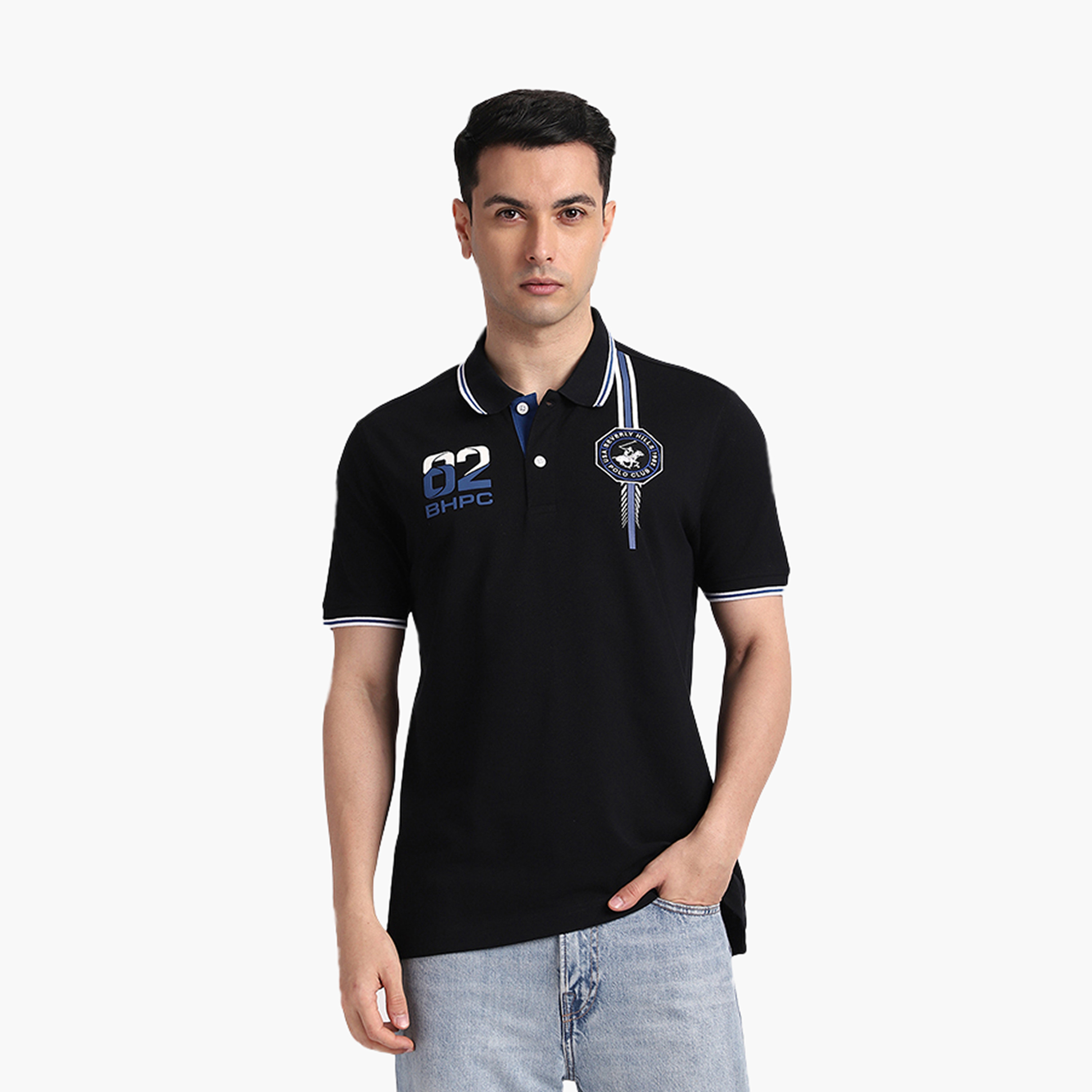 تي شيرت بولو رجالي بأكمام قصيرة وياقة مطرزة من بيفرلي هيلز بولو كلوب-men-clothing-tshirtsandpolos-polos-image-1