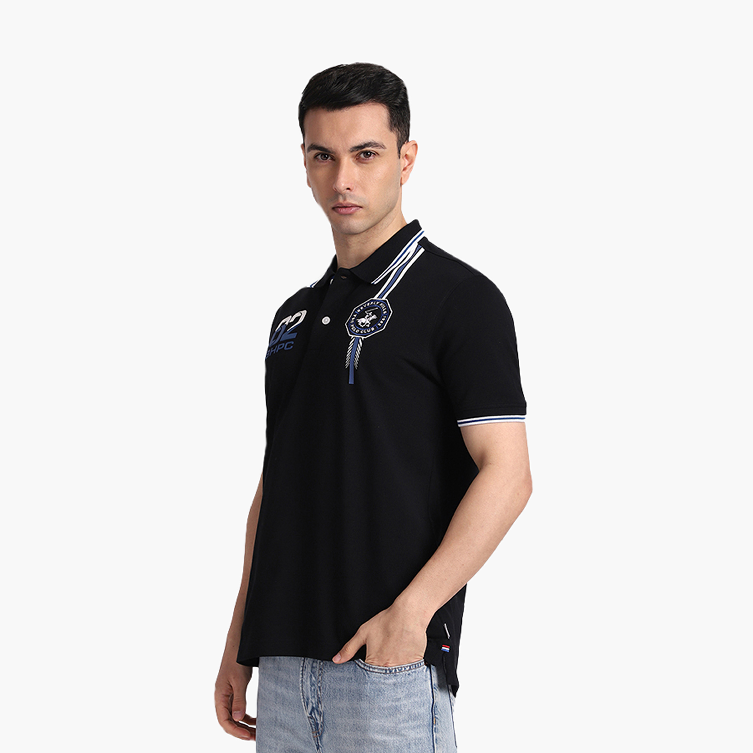 تي شيرت بولو رجالي بأكمام قصيرة وياقة مطرزة من بيفرلي هيلز بولو كلوب-men-clothing-tshirtsandpolos-polos-image-2