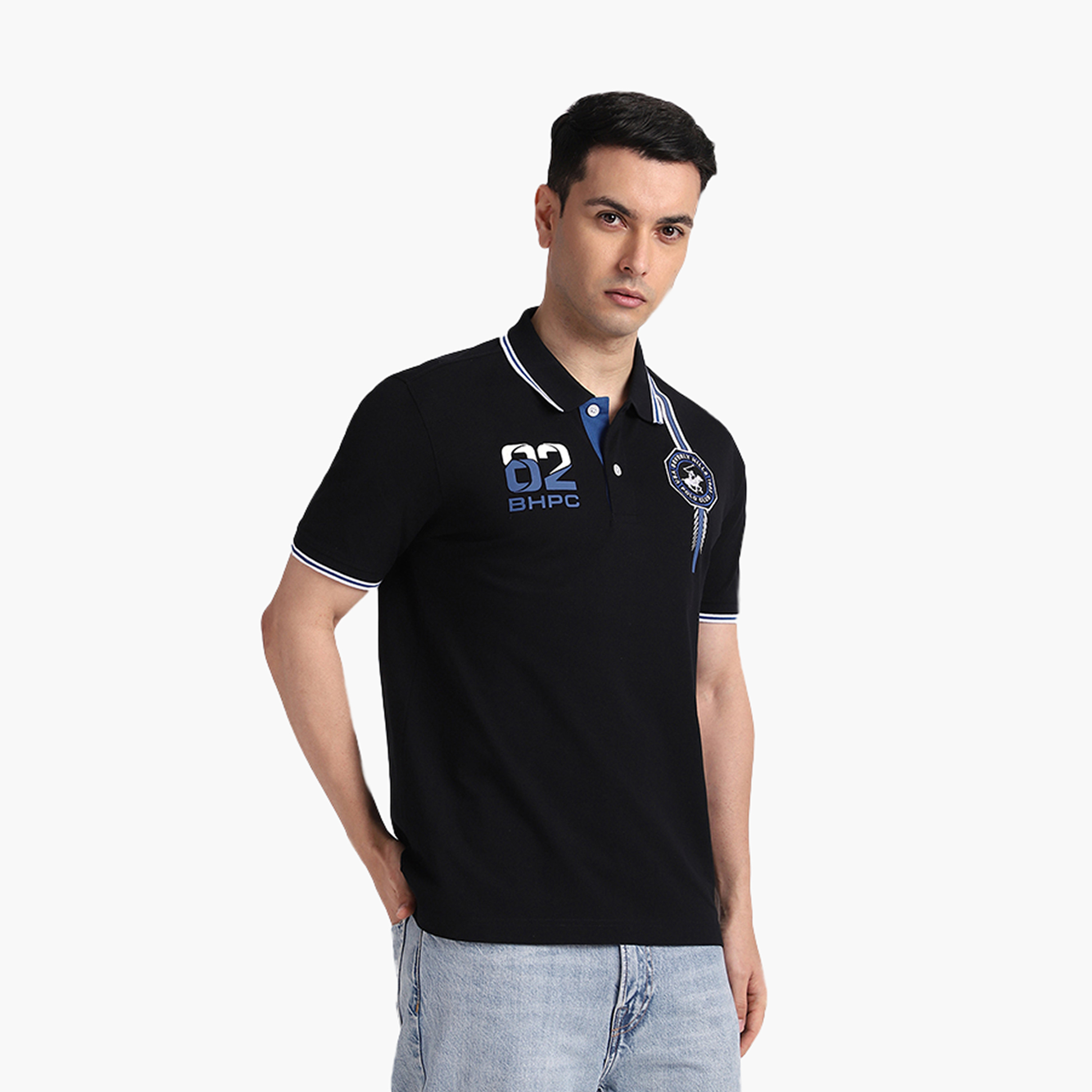 تي شيرت بولو رجالي بأكمام قصيرة وياقة مطرزة من بيفرلي هيلز بولو كلوب-men-clothing-tshirtsandpolos-polos-image-3