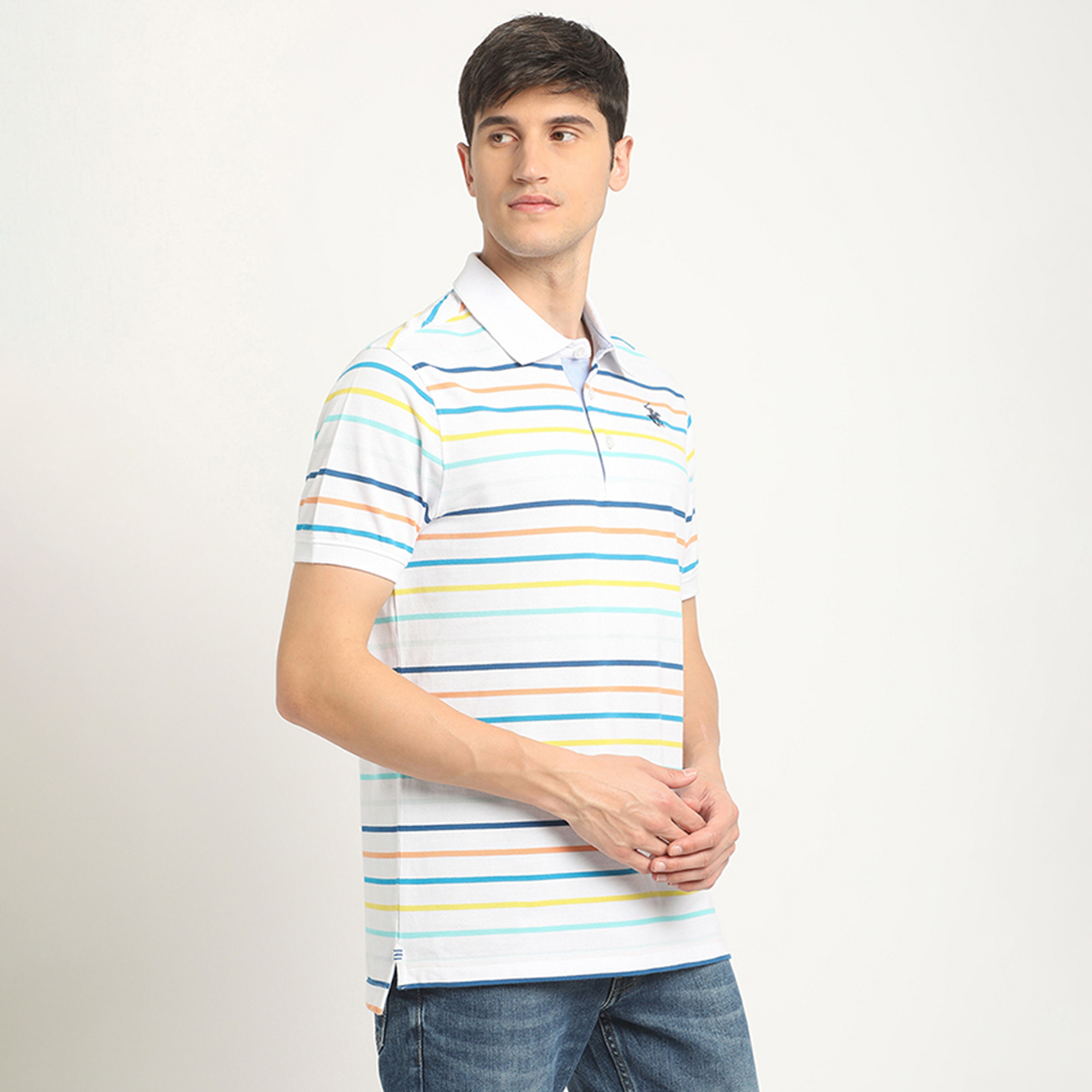 تي شيرت بولو من بيفرلي هيلز بولو كلوب وأكمام قصيرة مع مخطط-men-clothing-tshirtsandpolos-polos-image-3