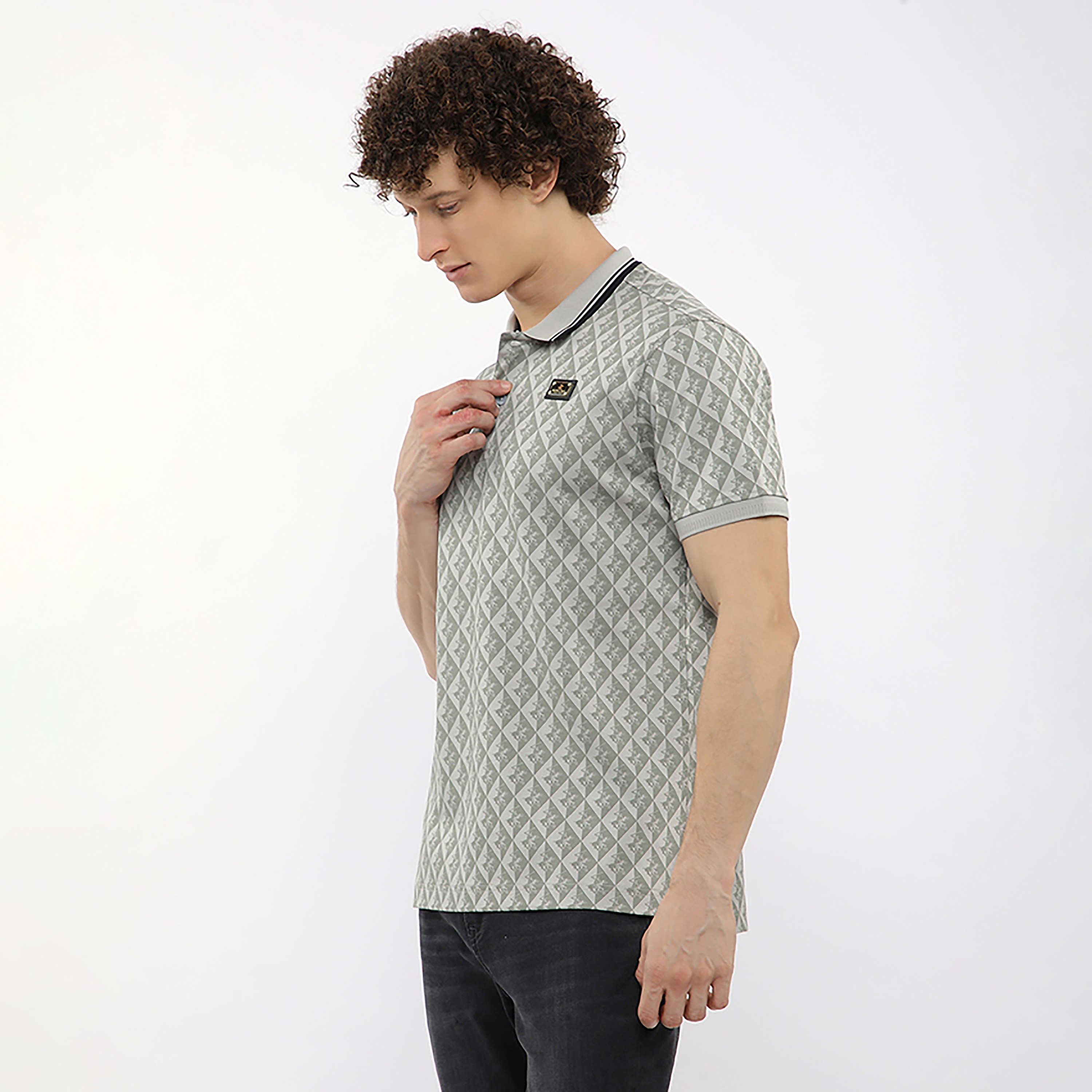 تي شيرت بولو رجالي بأكمام قصيرة وياقة وطبعة هندسية من بيفرلي هيلز بولو كلوب-men-clothing-tshirtsandpolos-polos-image-2