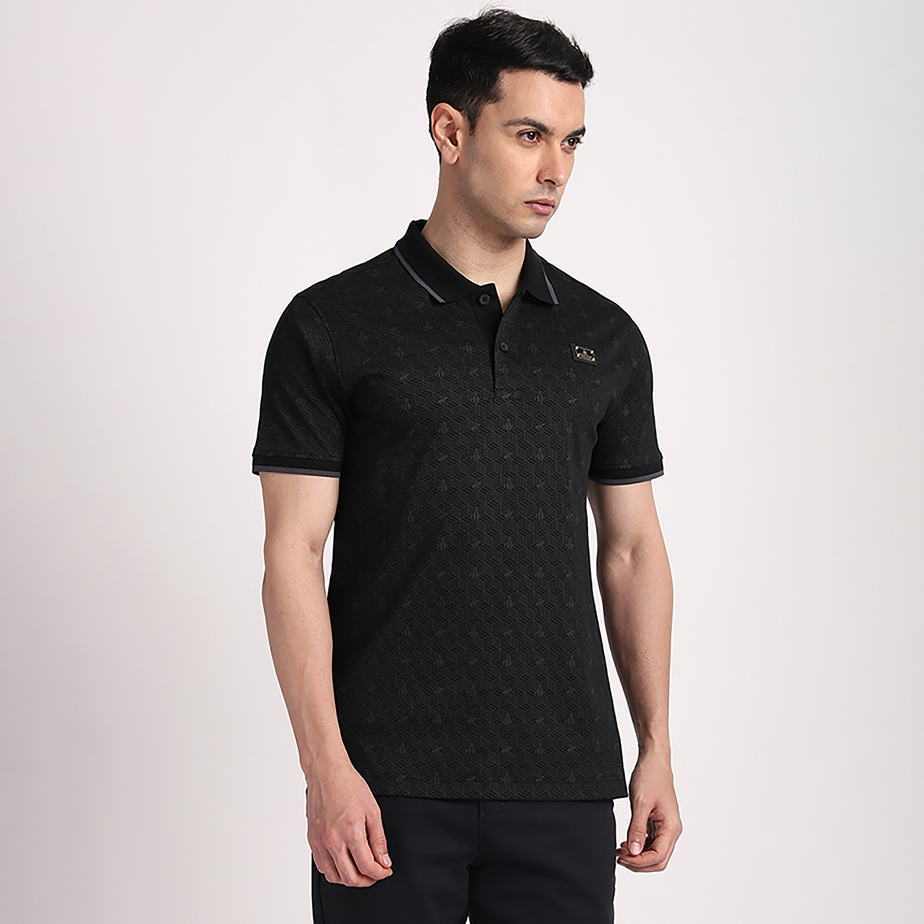 Beverly Hills Polo Club Geometric Print Collared Short Sleeves Men's Polo T-Shirt-men-clothing-tshirtsandpolos-polos-image-1