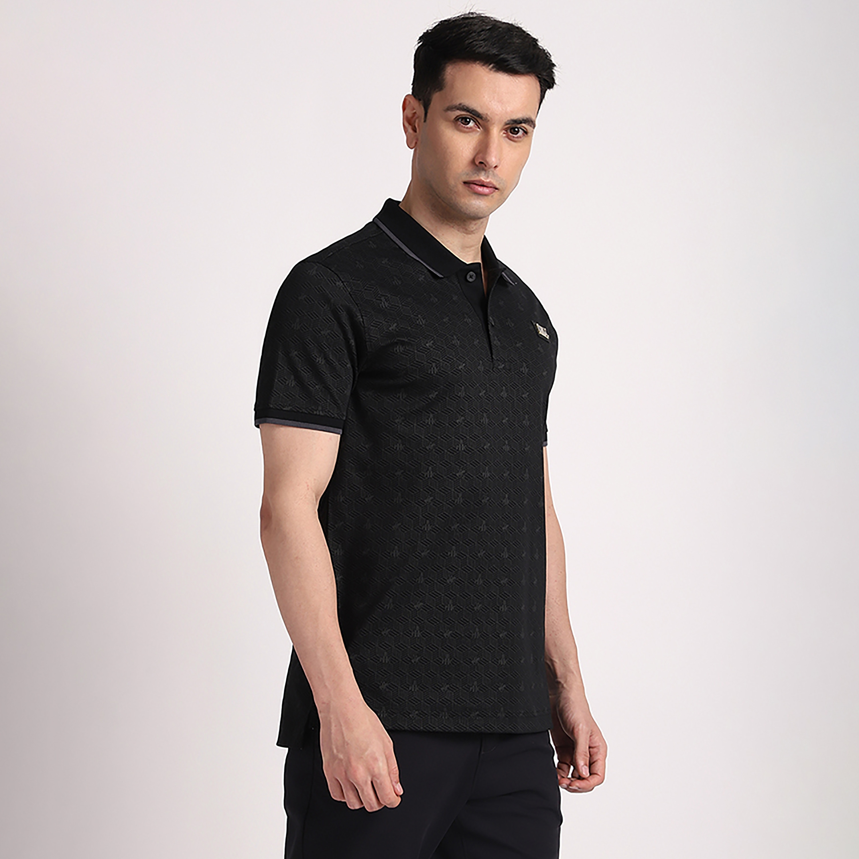 تي شيرت بولو رجالي بأكمام قصيرة وياقة وطبعة هندسية من بيفرلي هيلز بولو كلوب-men-clothing-tshirtsandpolos-polos-image-3