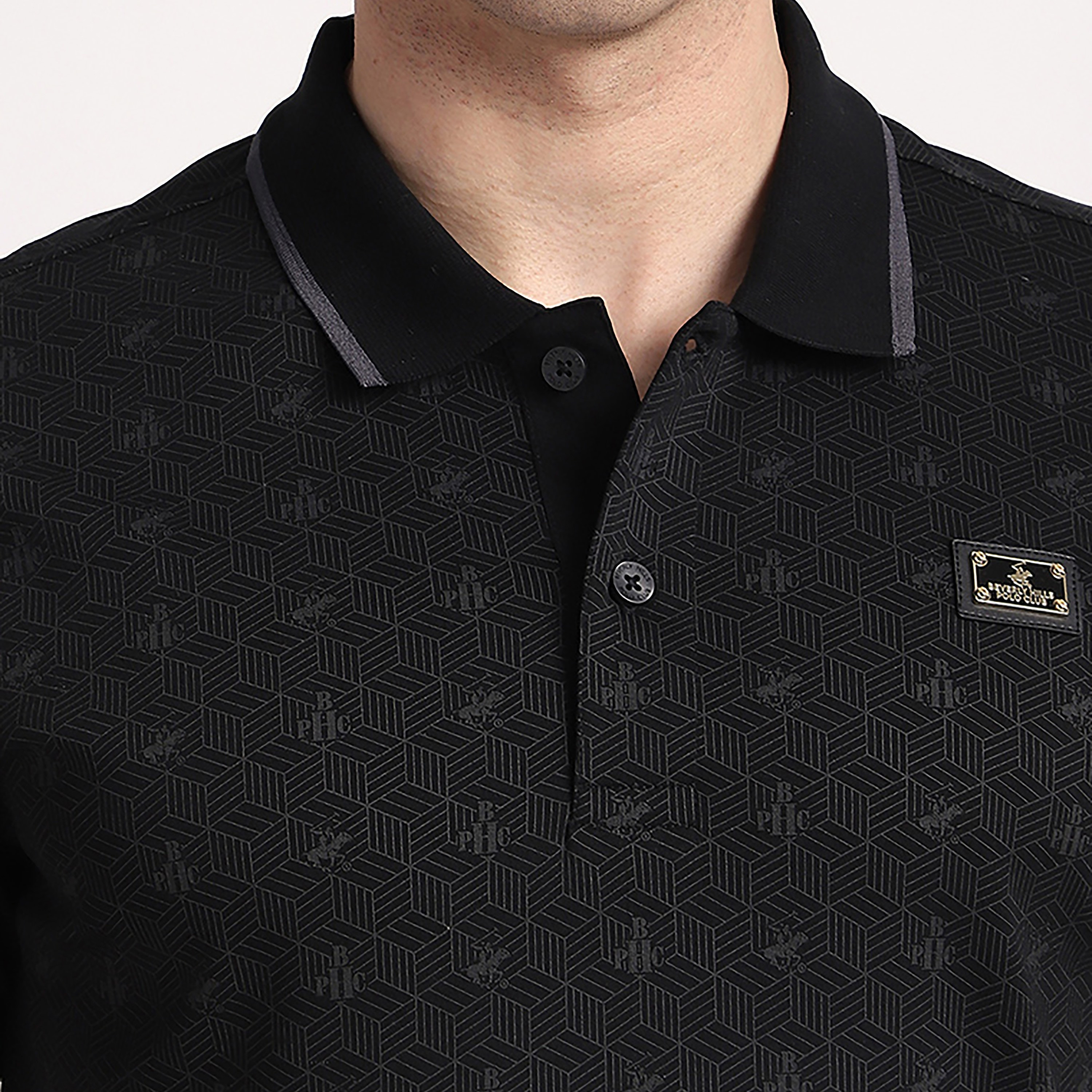 Beverly Hills Polo Club Geometric Print Collared Short Sleeves Men's Polo T-Shirt-men-clothing-tshirtsandpolos-polos-image-5