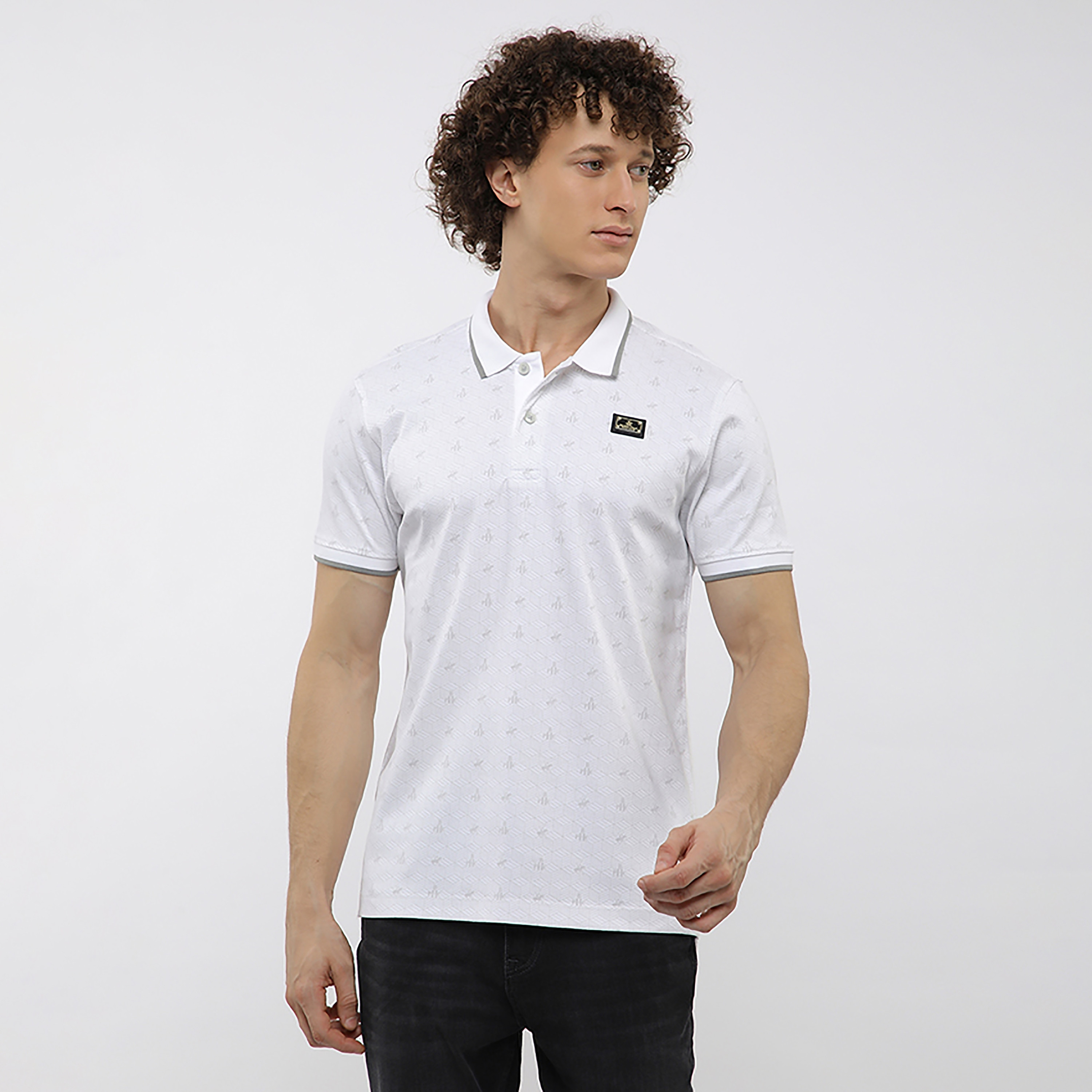 تي شيرت بولو رجالي بأكمام قصيرة وياقة وطبعة هندسية من بيفرلي هيلز بولو كلوب-men-clothing-tshirtsandpolos-polos-image-6