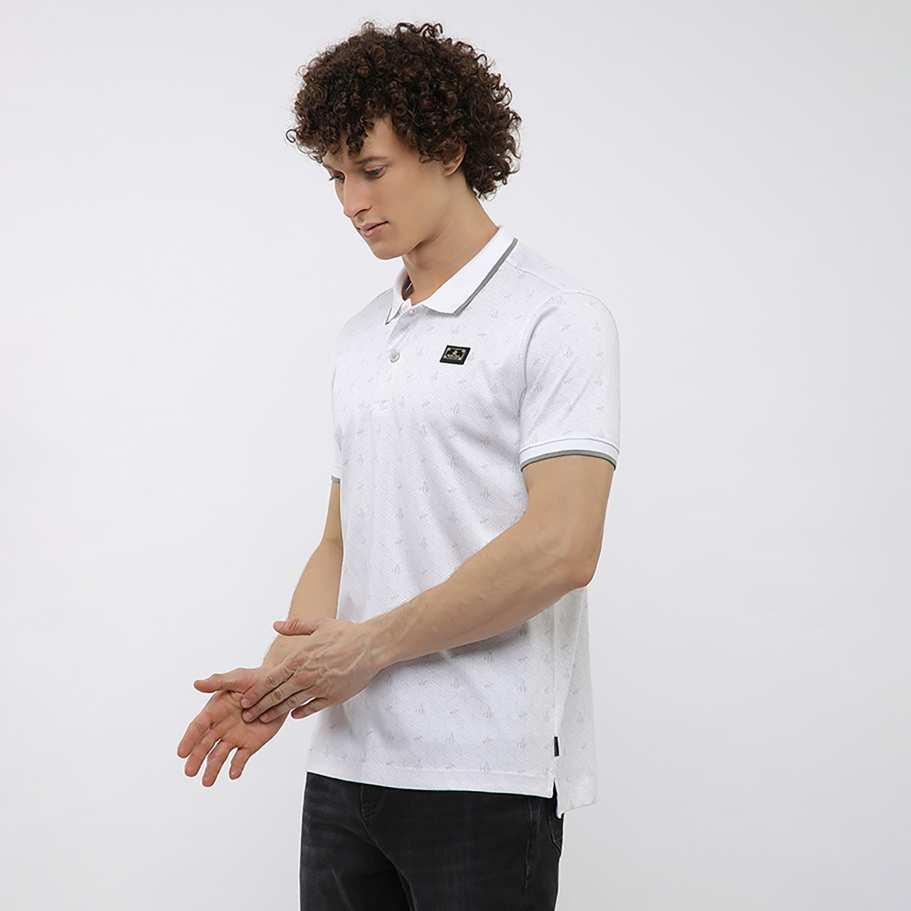 تي شيرت بولو رجالي بأكمام قصيرة وياقة وطبعة هندسية من بيفرلي هيلز بولو كلوب-men-clothing-tshirtsandpolos-polos-image-7