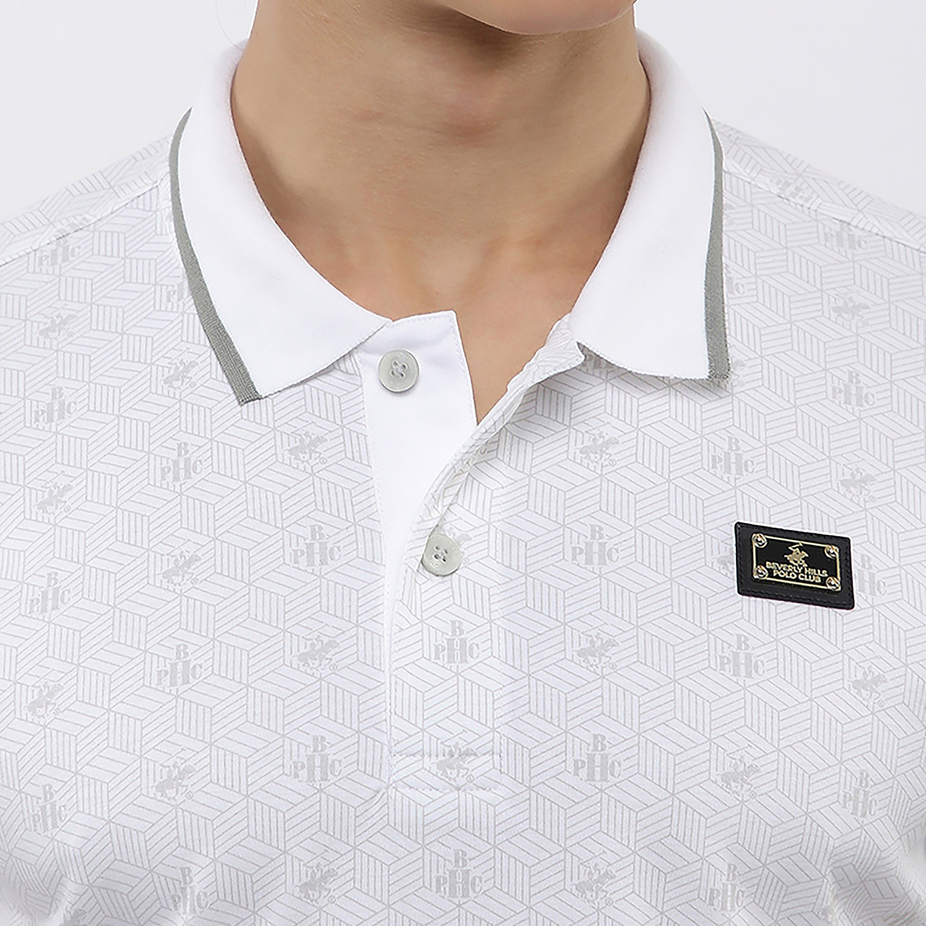 تي شيرت بولو رجالي بأكمام قصيرة وياقة وطبعة هندسية من بيفرلي هيلز بولو كلوب-men-clothing-tshirtsandpolos-polos-image-10