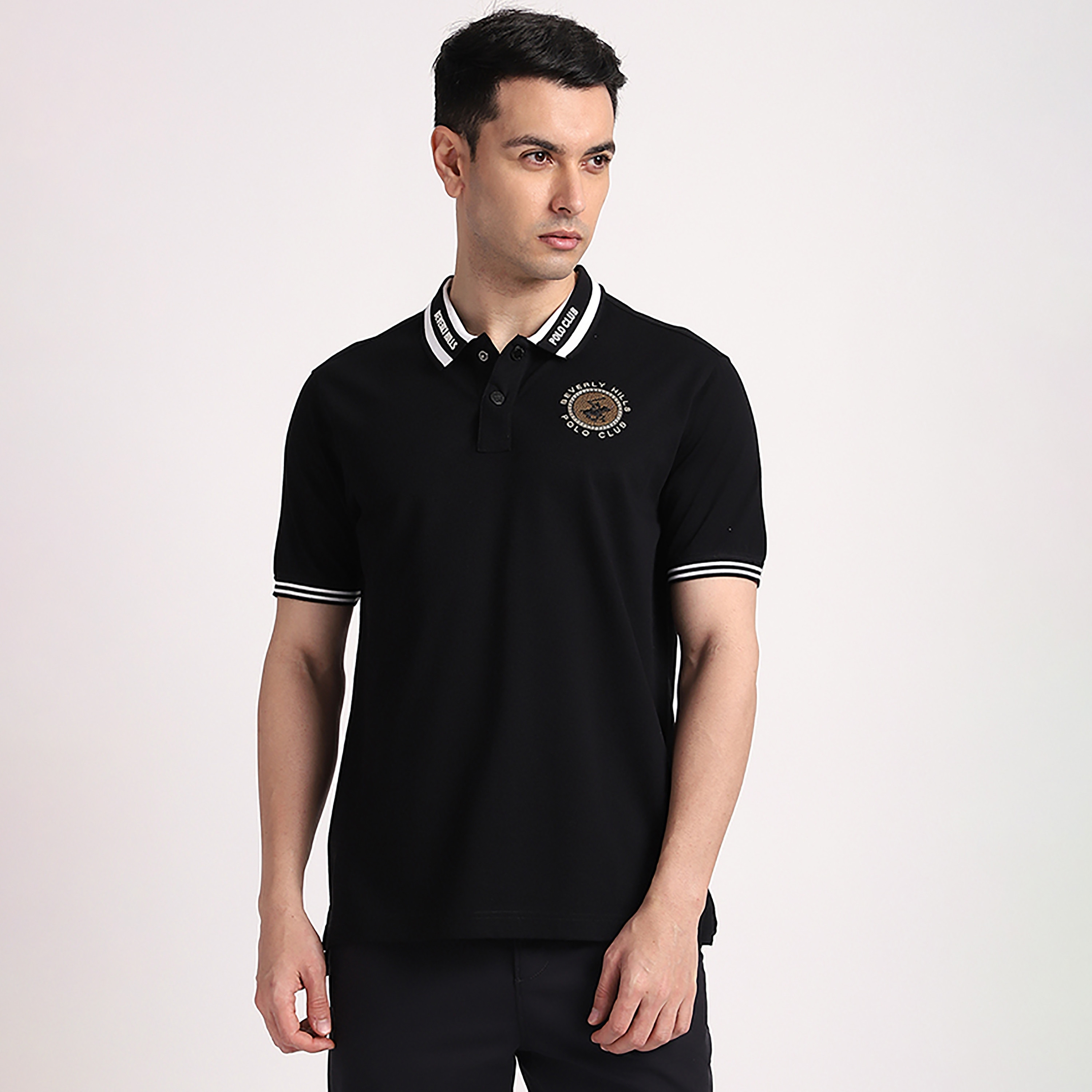 تي شيرت بولو رجالي سادة بأكمام قصيرة وياقة من بيفرلي هيلز بولو كلوب-men-clothing-tshirtsandpolos-polos-image-1