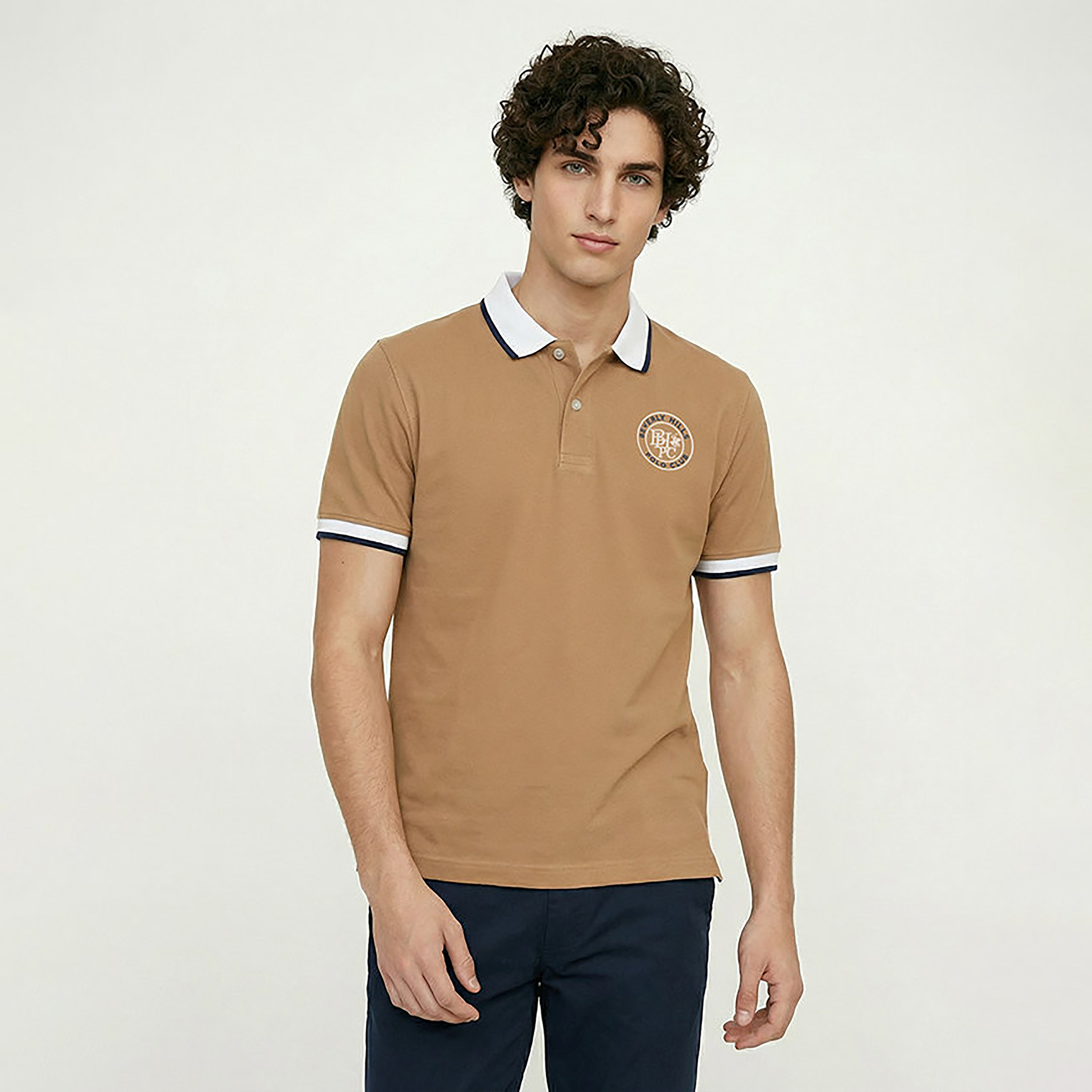 تي شيرت بولو رجالي سادة بأكمام قصيرة وياقة من بيفرلي هيلز بولو كلوب-men-clothing-tshirtsandpolos-polos-image-1