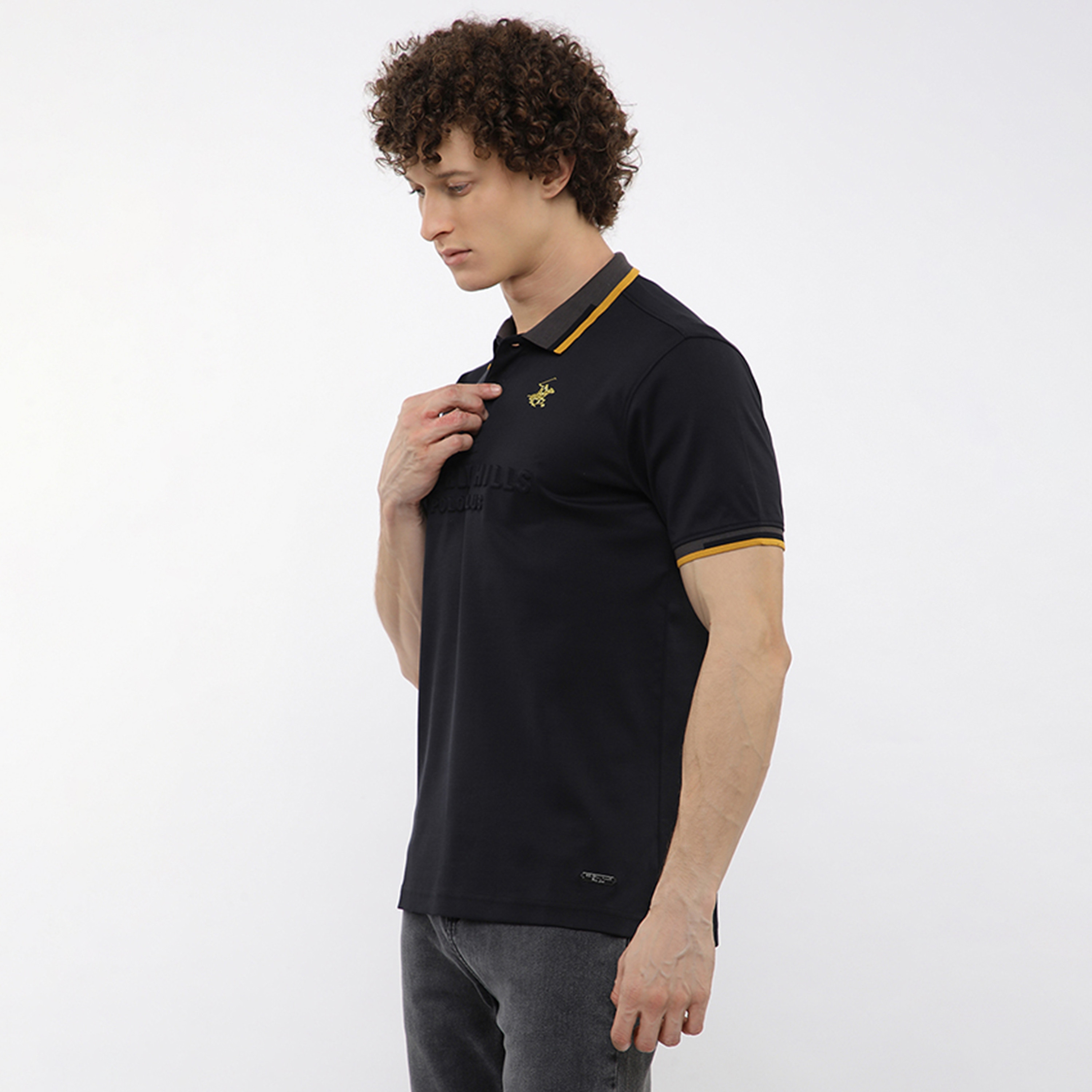 Beverly Hills Polo Club Embossed Logo Collared Short Sleeves Men's Polo T-Shirt-men-clothing-tshirtsandpolos-polos-image-2